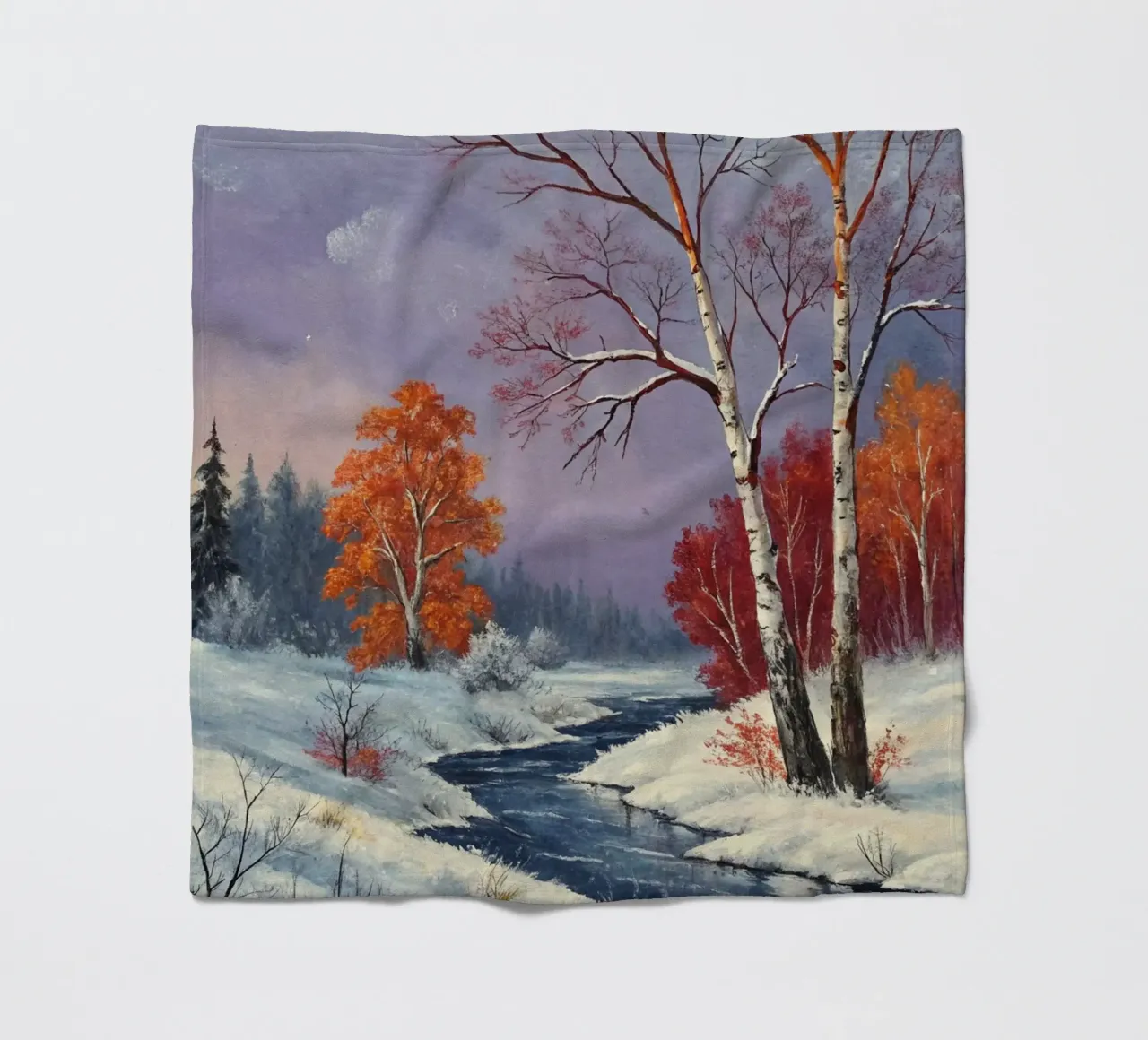 L'abbraccio dell'inverno: Un dipinto a olio originale coperta in pile da Artistic-shop