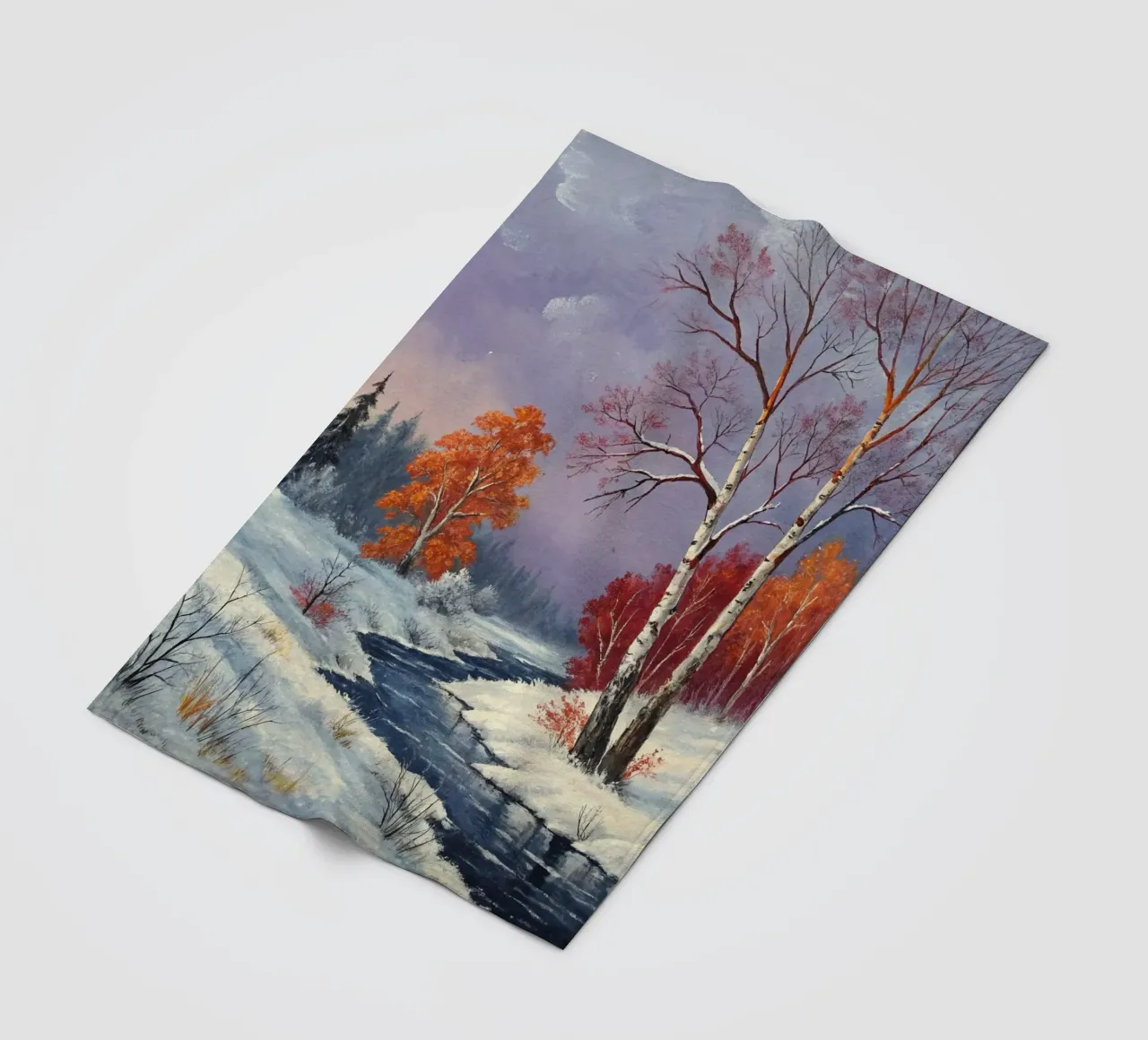 L'abbraccio dell'inverno: Un dipinto a olio originale coperta in pile da Artistic-shop