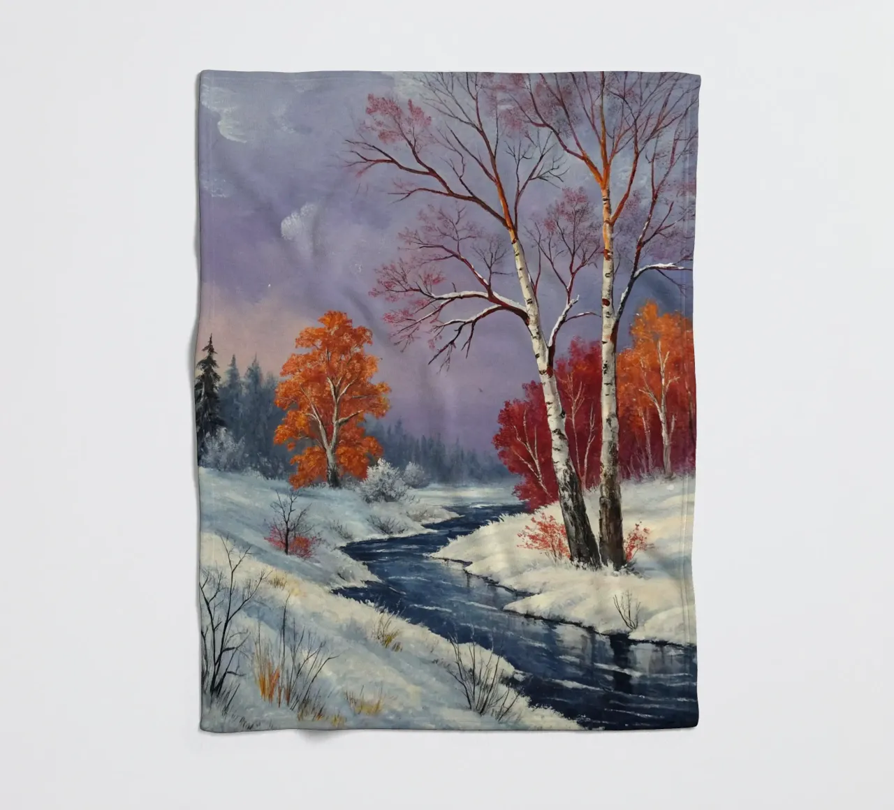 L'abbraccio dell'inverno: Un dipinto a olio originale coperta in pile da Artistic-shop