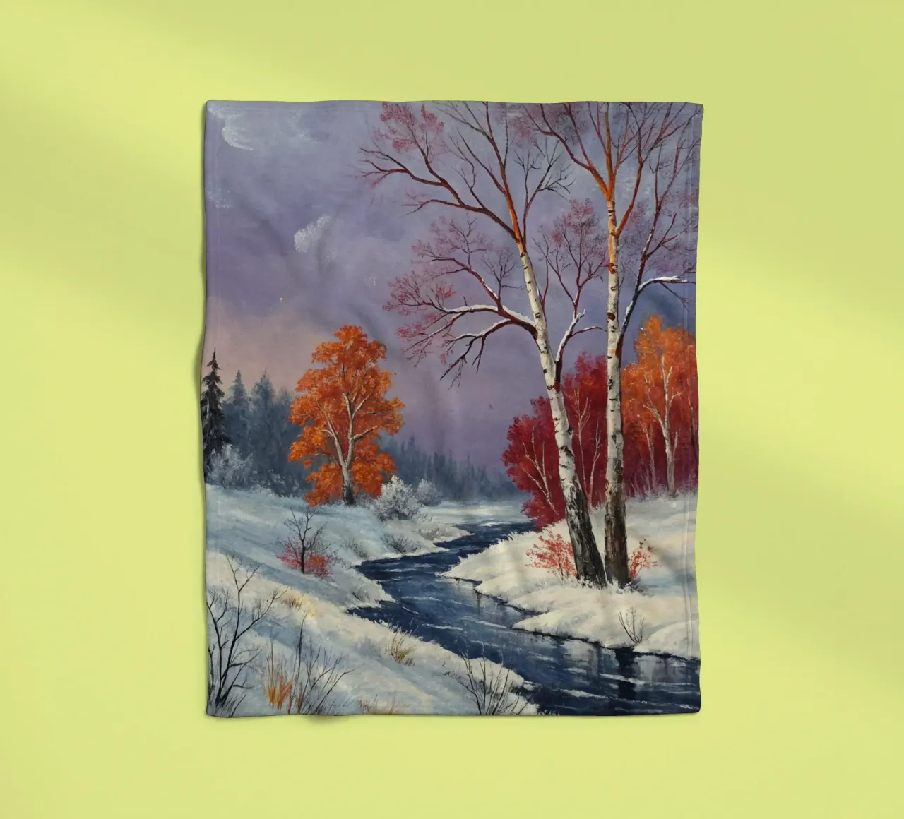 L'abbraccio dell'inverno: Un dipinto a olio originale coperta in pile da Artistic-shop