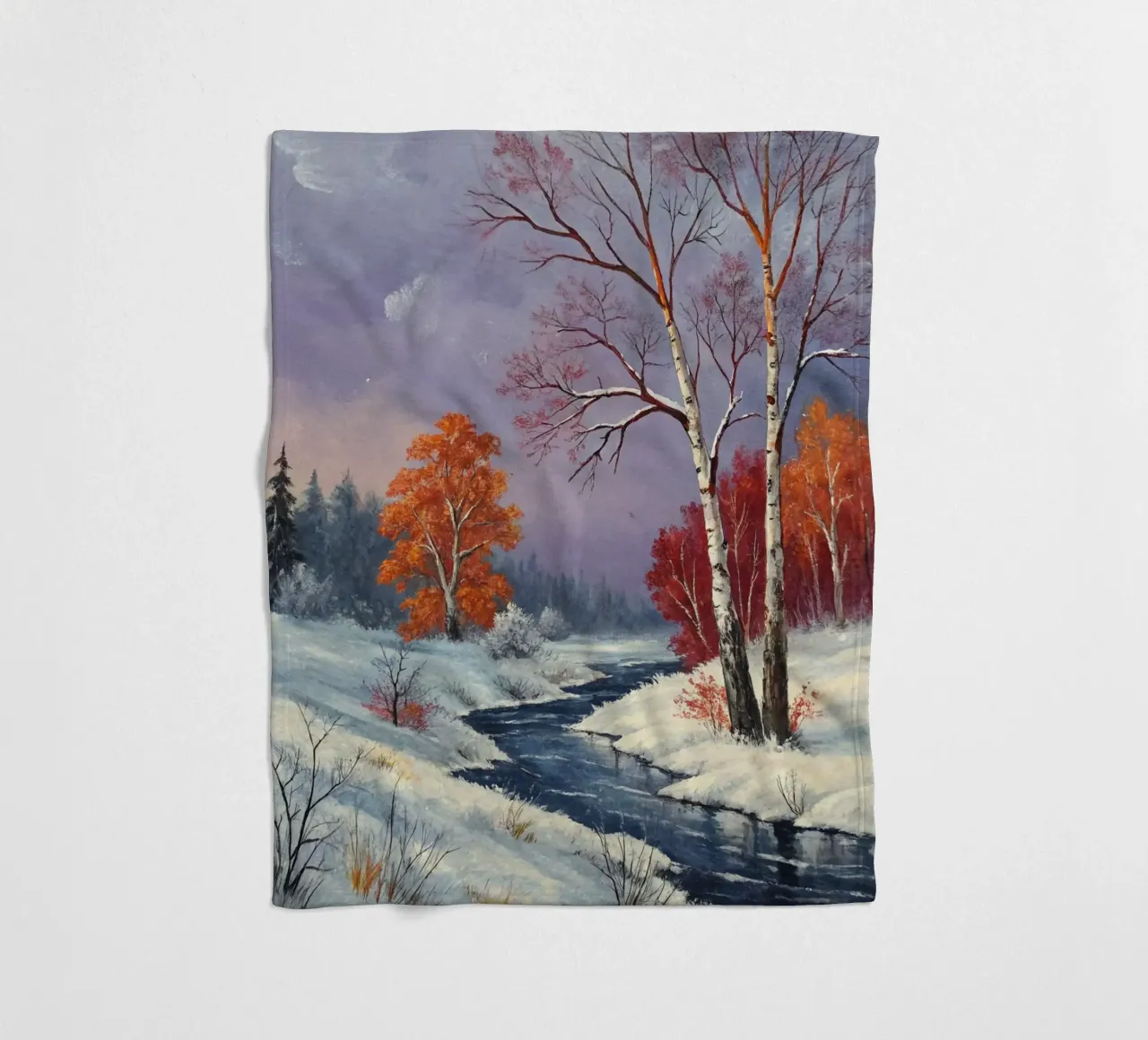L'abbraccio dell'inverno: Un dipinto a olio originale coperta in pile da Artistic-shop