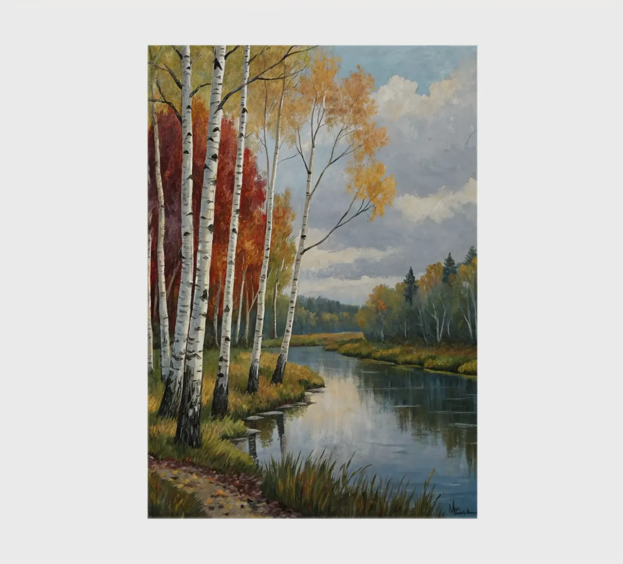 Bouleaux d'automne dorés au bord d'une rivière douce carnet de notes de Artistic-shop