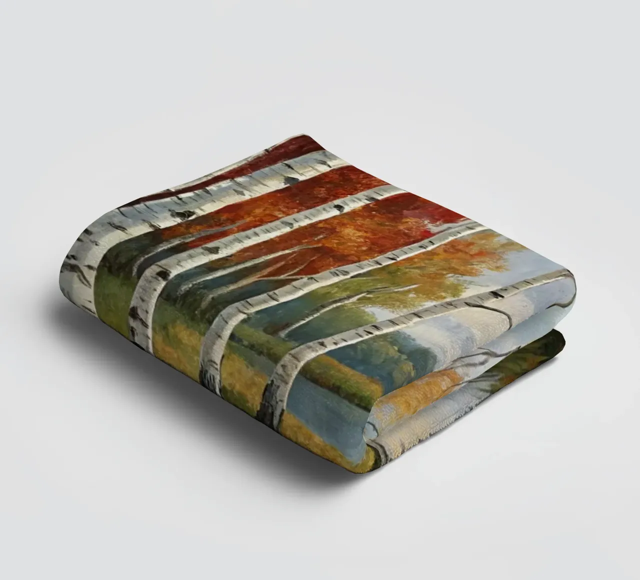 Bouleaux d'automne dorés au bord d'une rivière douce serviette de bain de Artistic-shop
