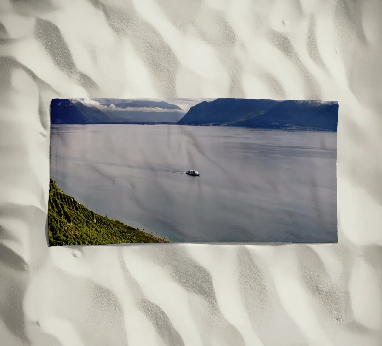 Barca sul Lago di Ginevra, Cantone di Ginevra, Svizzera telo mare da fotokunst