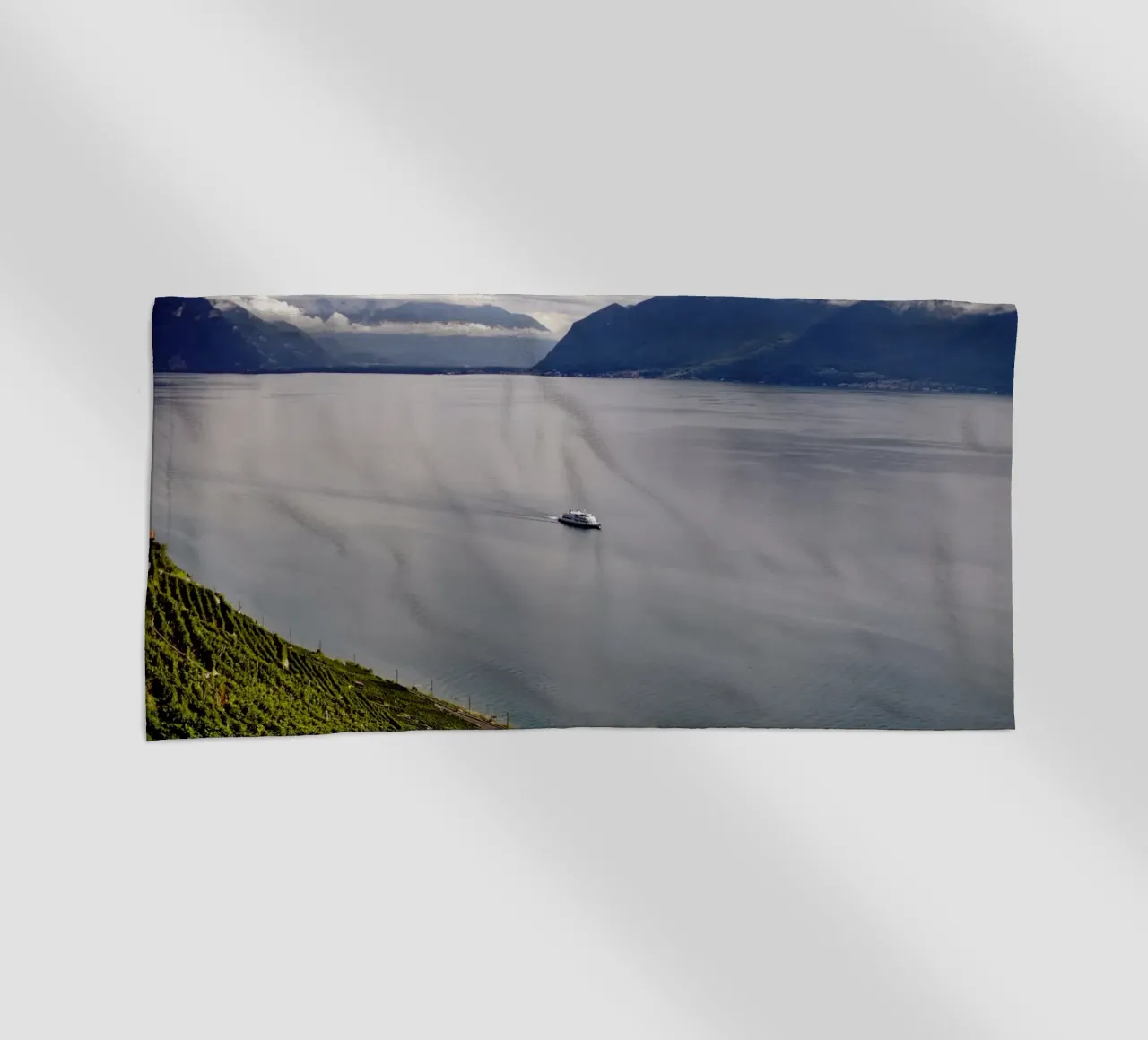 Barca sul Lago di Ginevra, Cantone di Ginevra, Svizzera telo mare da fotokunst