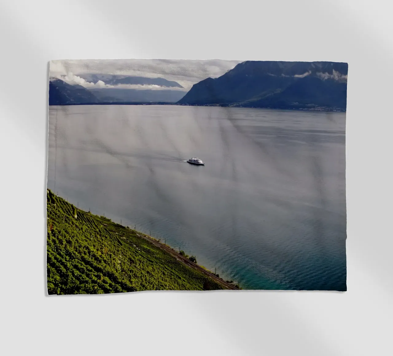 Barca sul Lago di Ginevra, Cantone di Ginevra, Svizzera telo mare da fotokunst