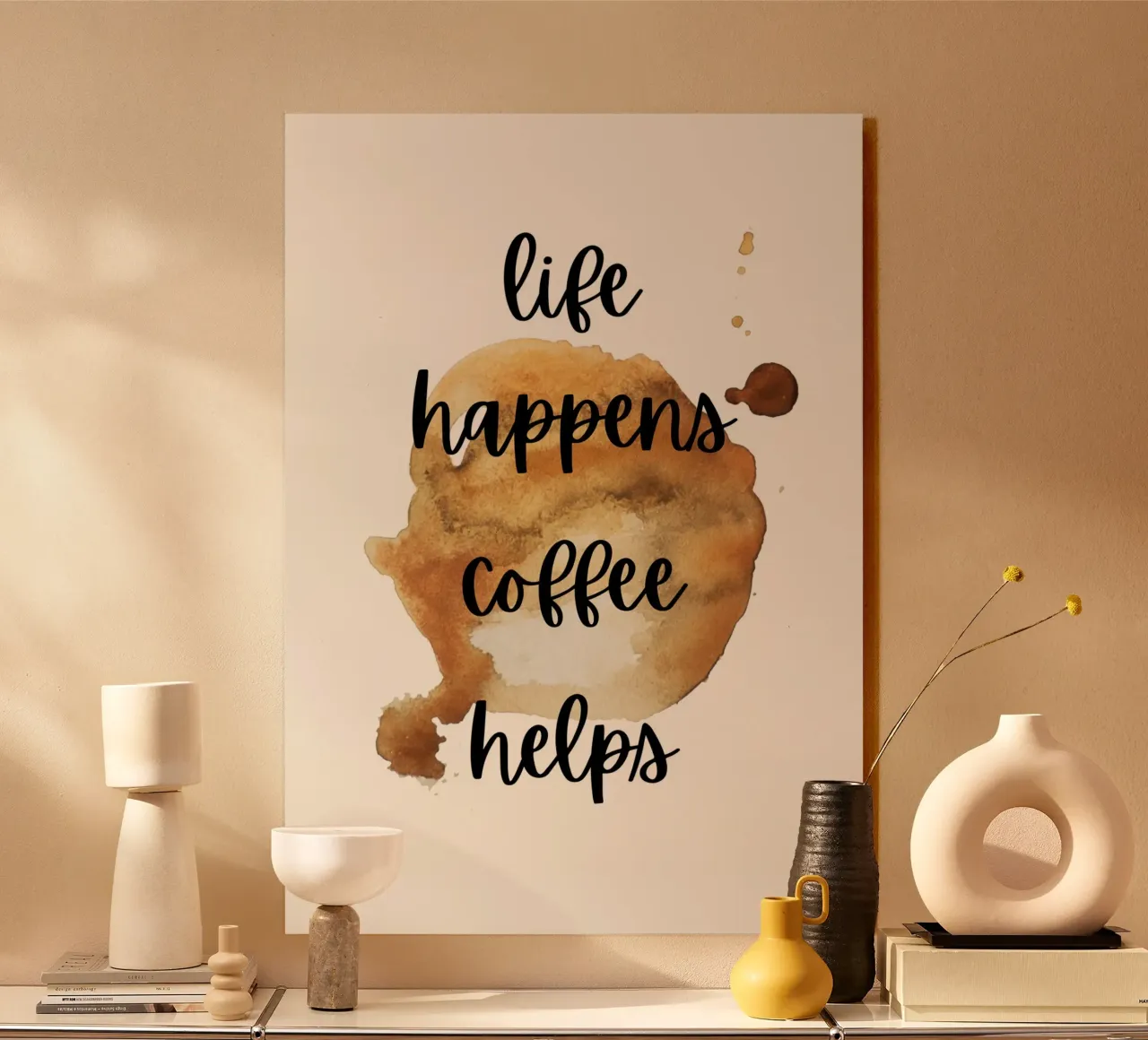 Life happens coffee helps alluminio dibond da PinkCandyWalls