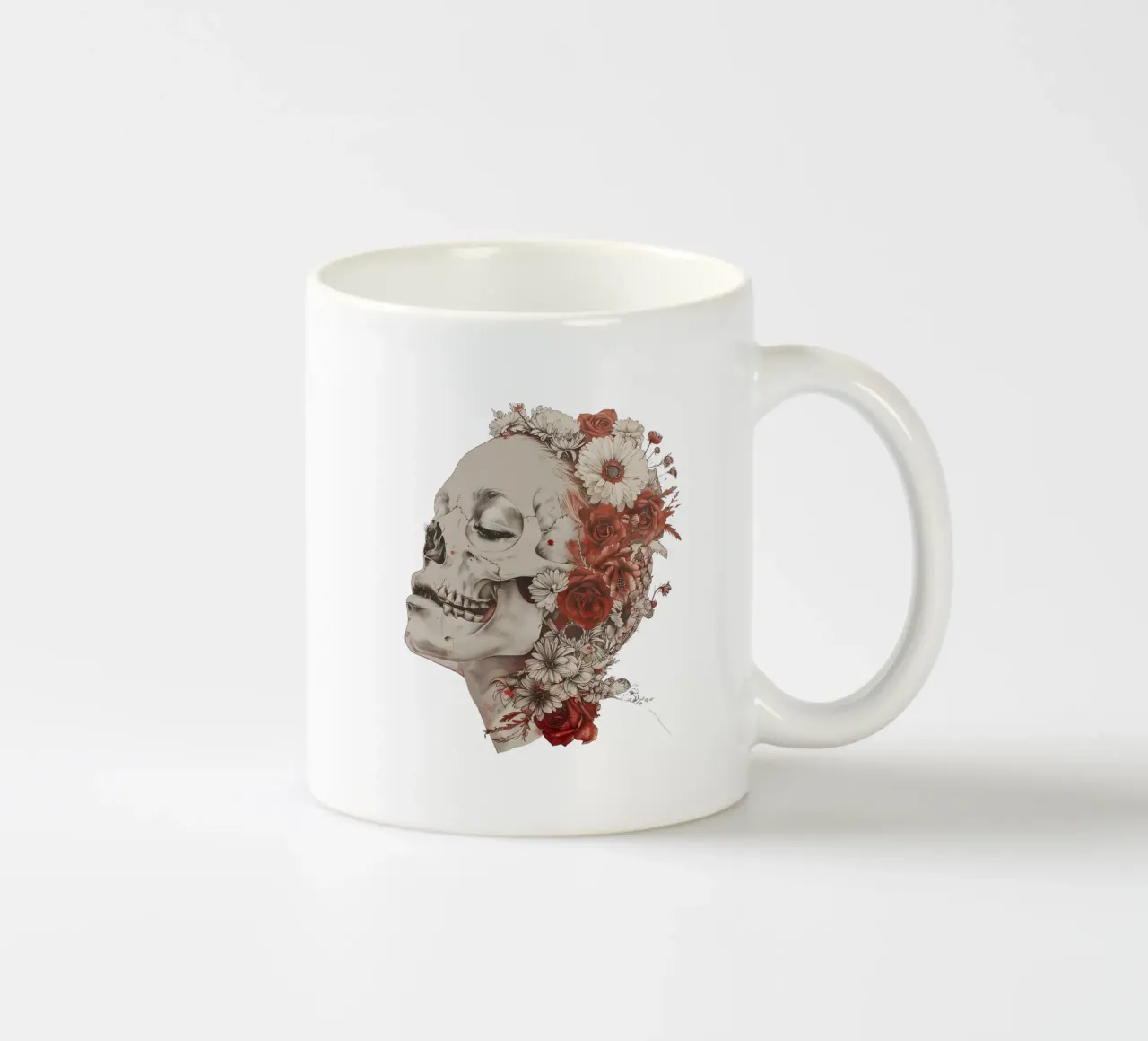 Floral skull Calavera ceramic mug by LaylaOzFun