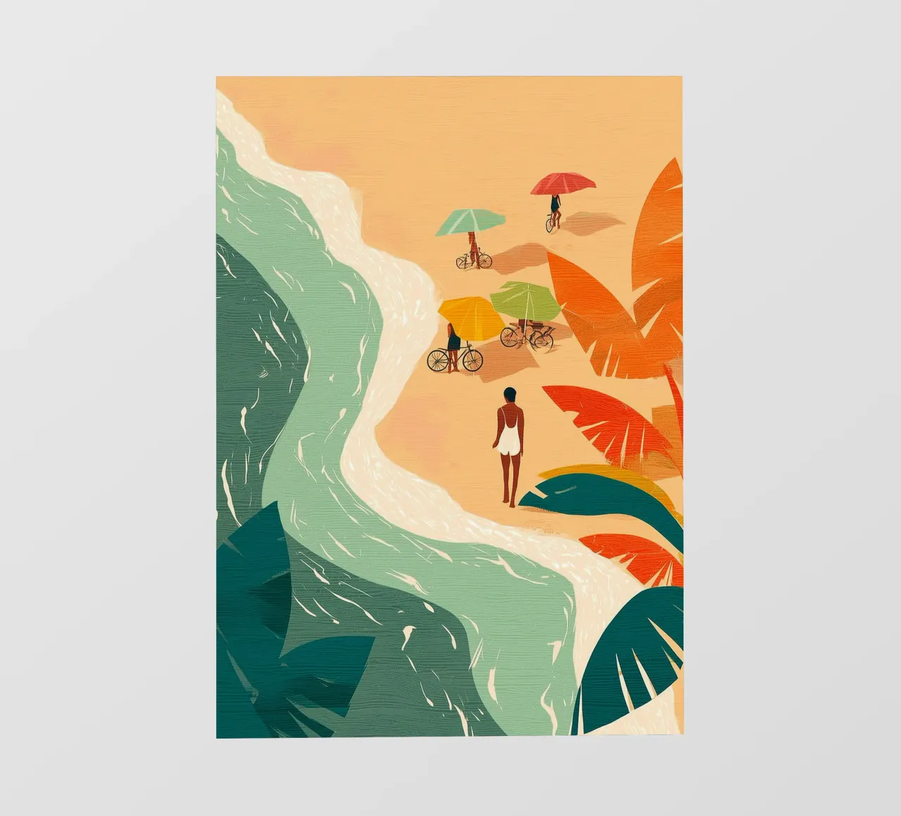 Umbrellas and Footsteps by the Shore telo in pvc da Luca