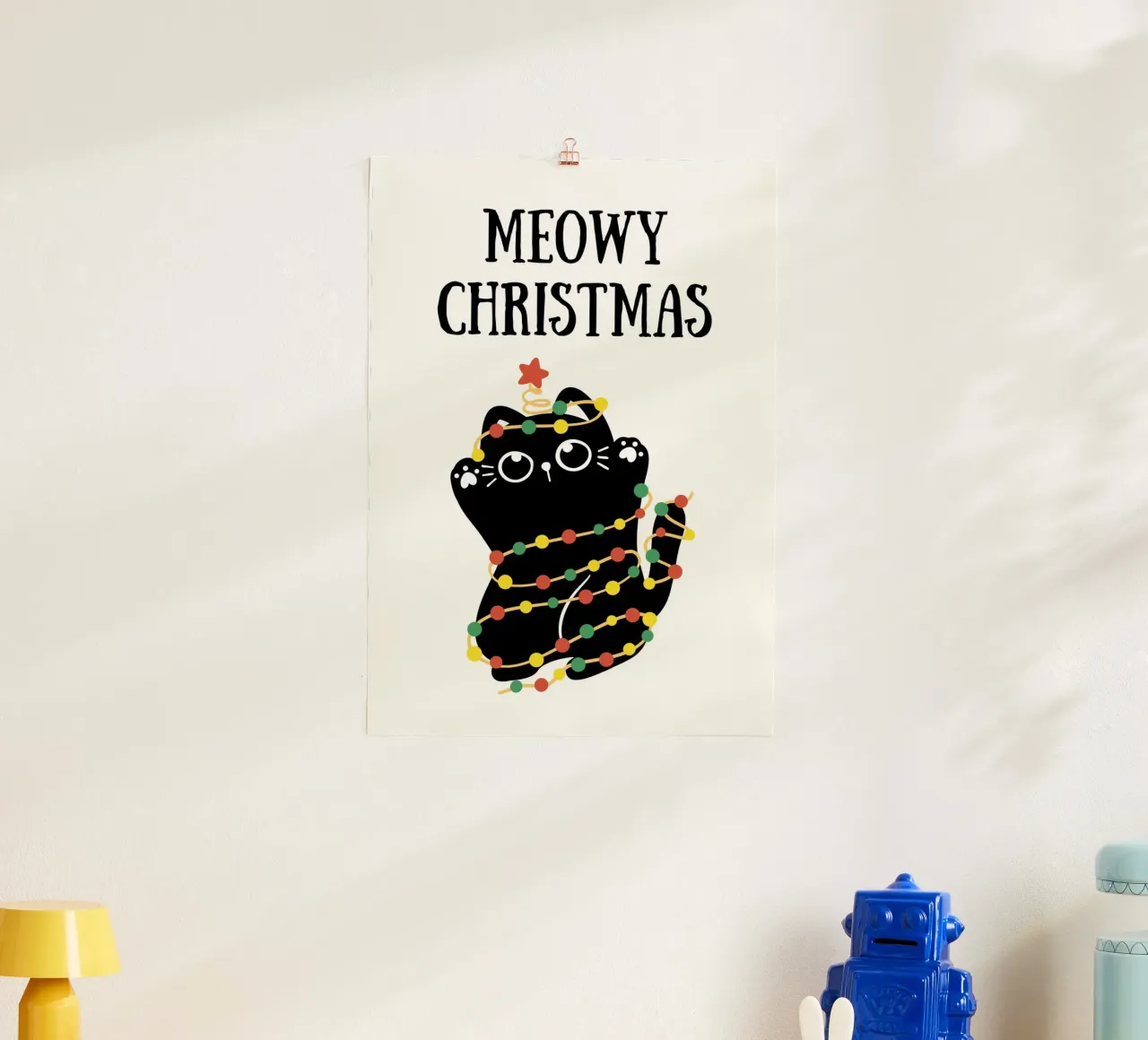 Meowy Christmas Poster mit Aluminium Rahmen von PinkCandyWalls