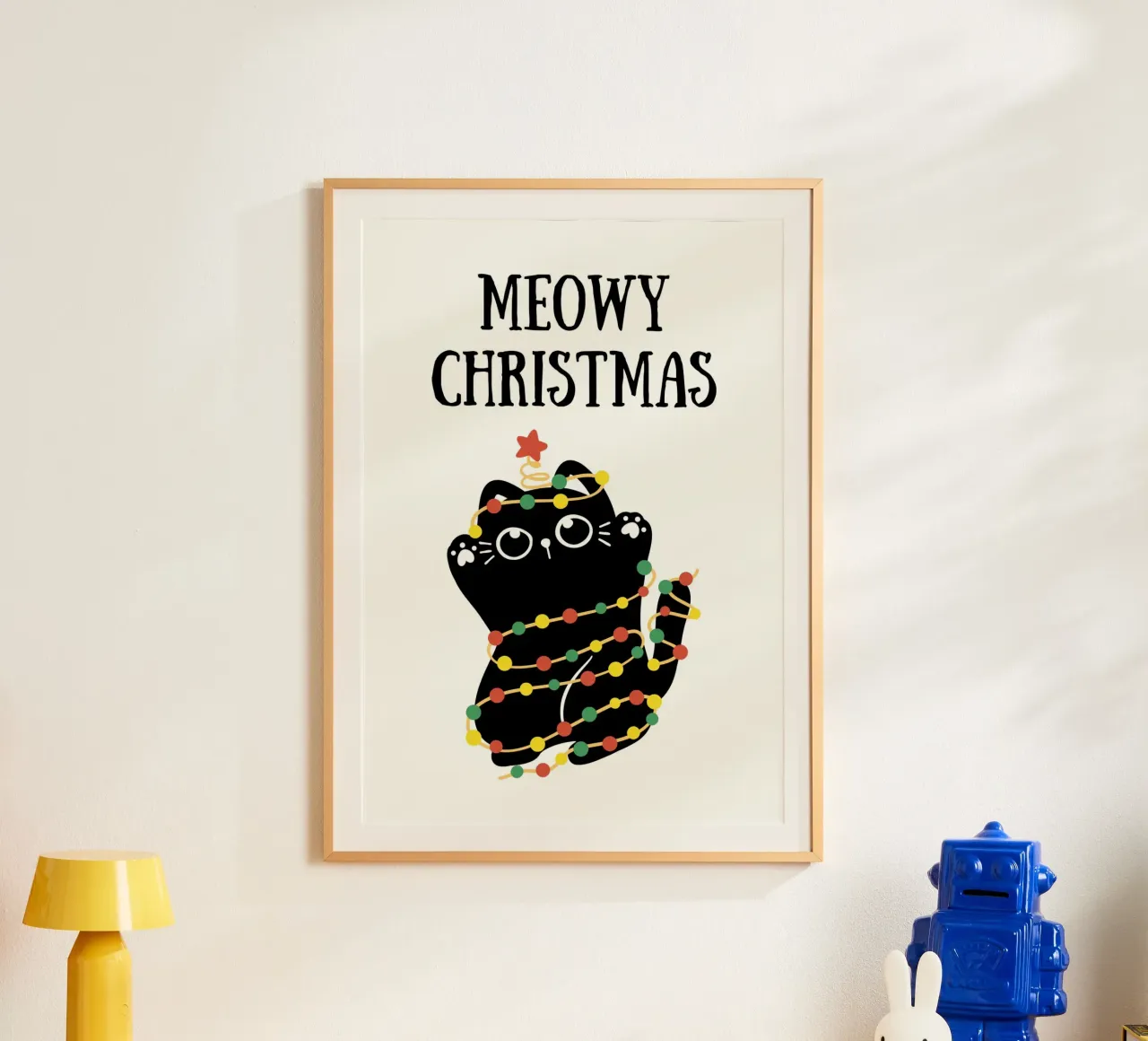 Meowy Christmas Poster mit Aluminium Rahmen von PinkCandyWalls