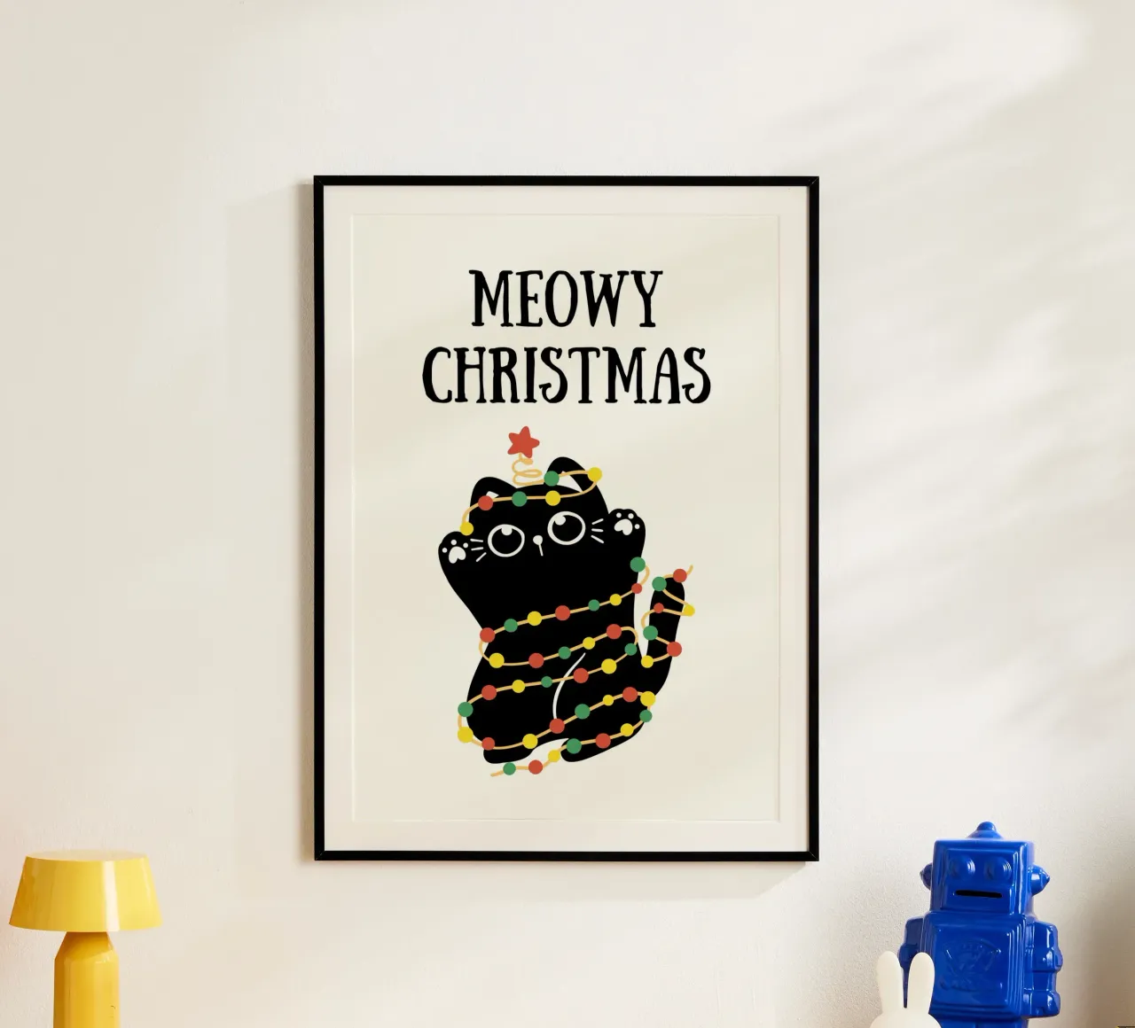 Meowy Christmas Poster mit Aluminium Rahmen von PinkCandyWalls
