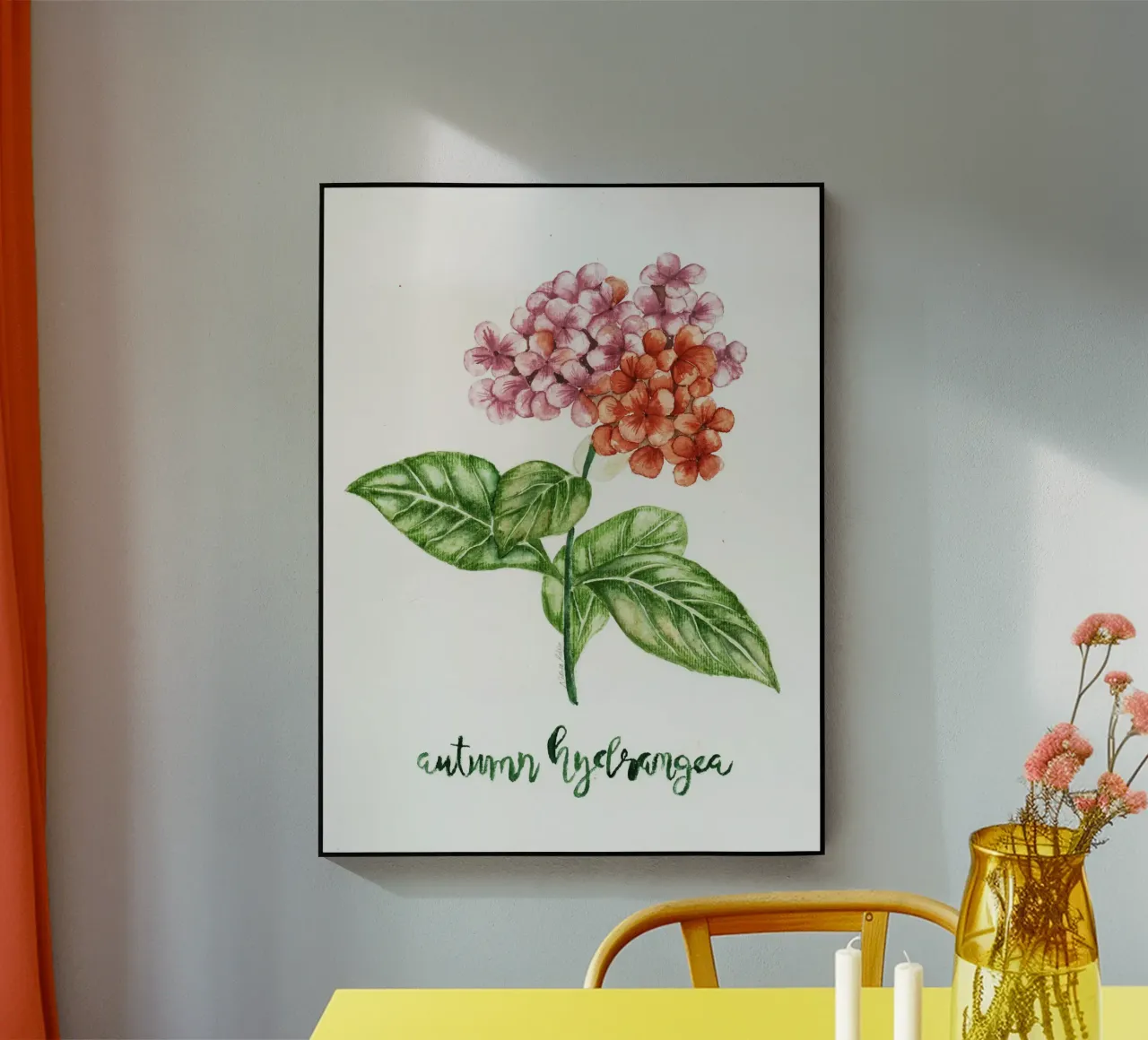 autumn hydrangea acryl van Nathys_illustration
