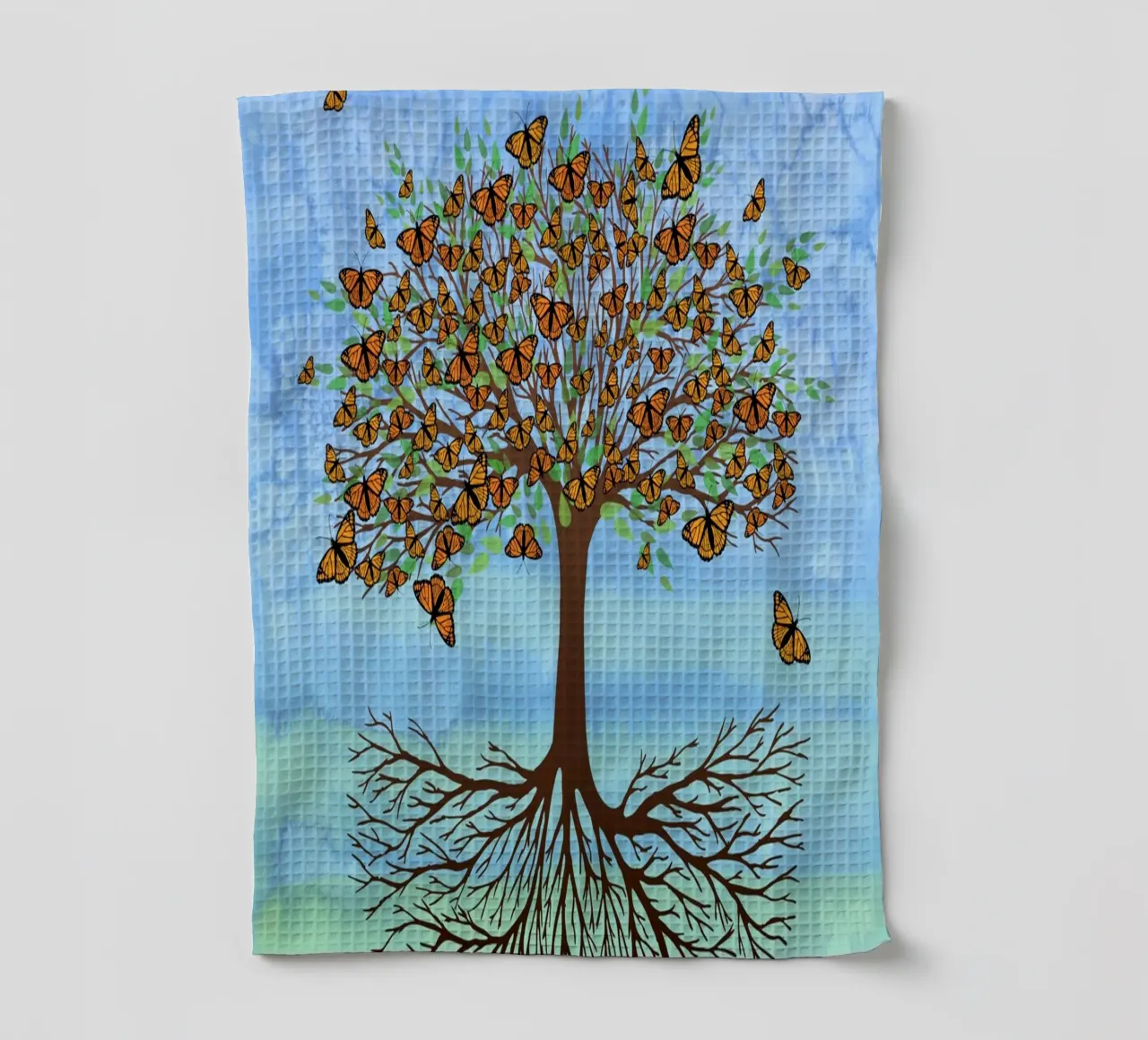Tree of life butterfly version tea towel by BwiseLizzy