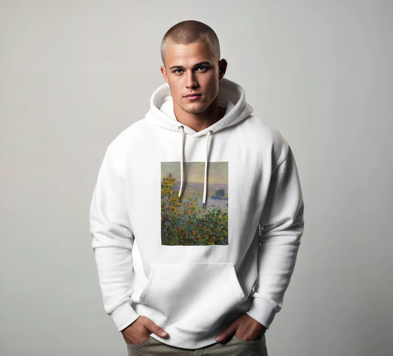 Aiuole di Claude Monet a Vétheuil felpa con cappuccio da 50 masterpieces