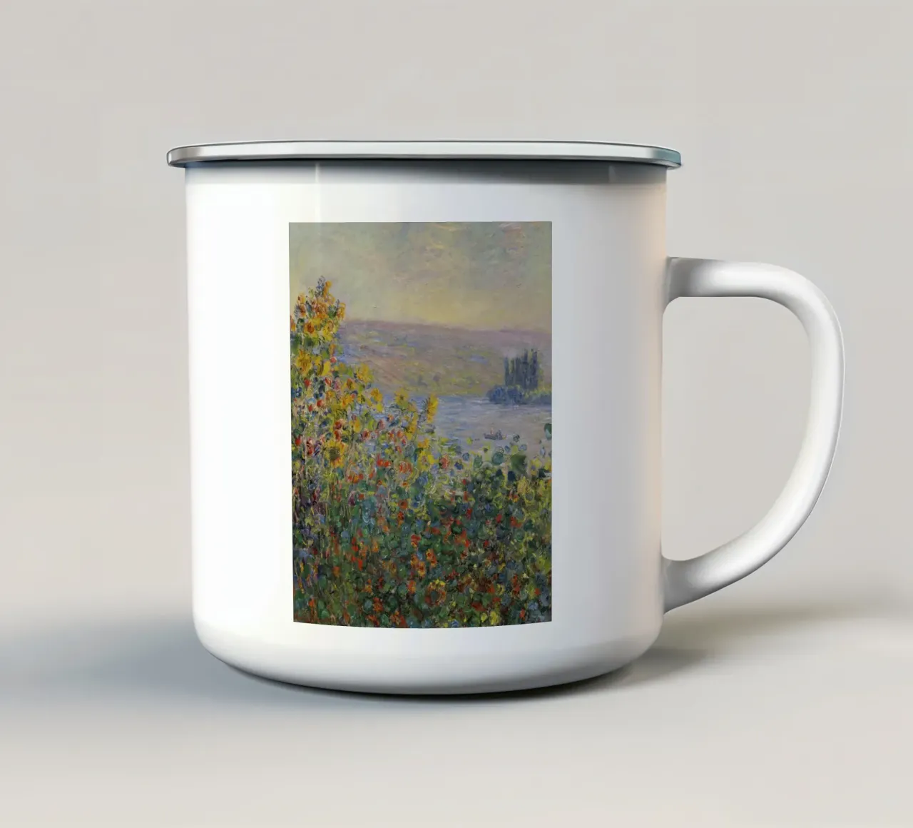 Aiuole di Claude Monet a Vétheuil tazza in smalto da 50 masterpieces