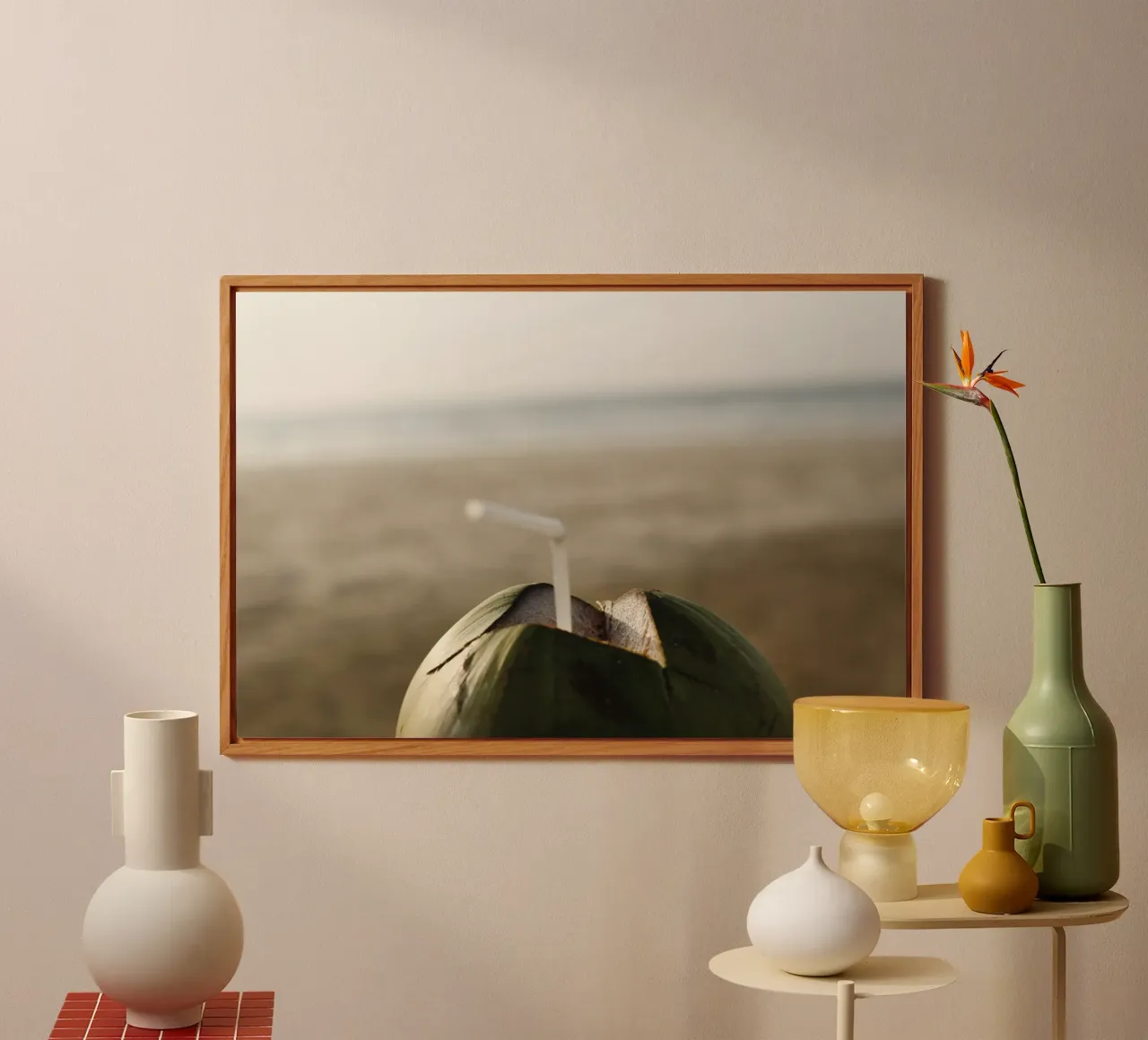 Bevanda al cocco sulla spiaggia, Myanmar alluminio dibond da fotokunst