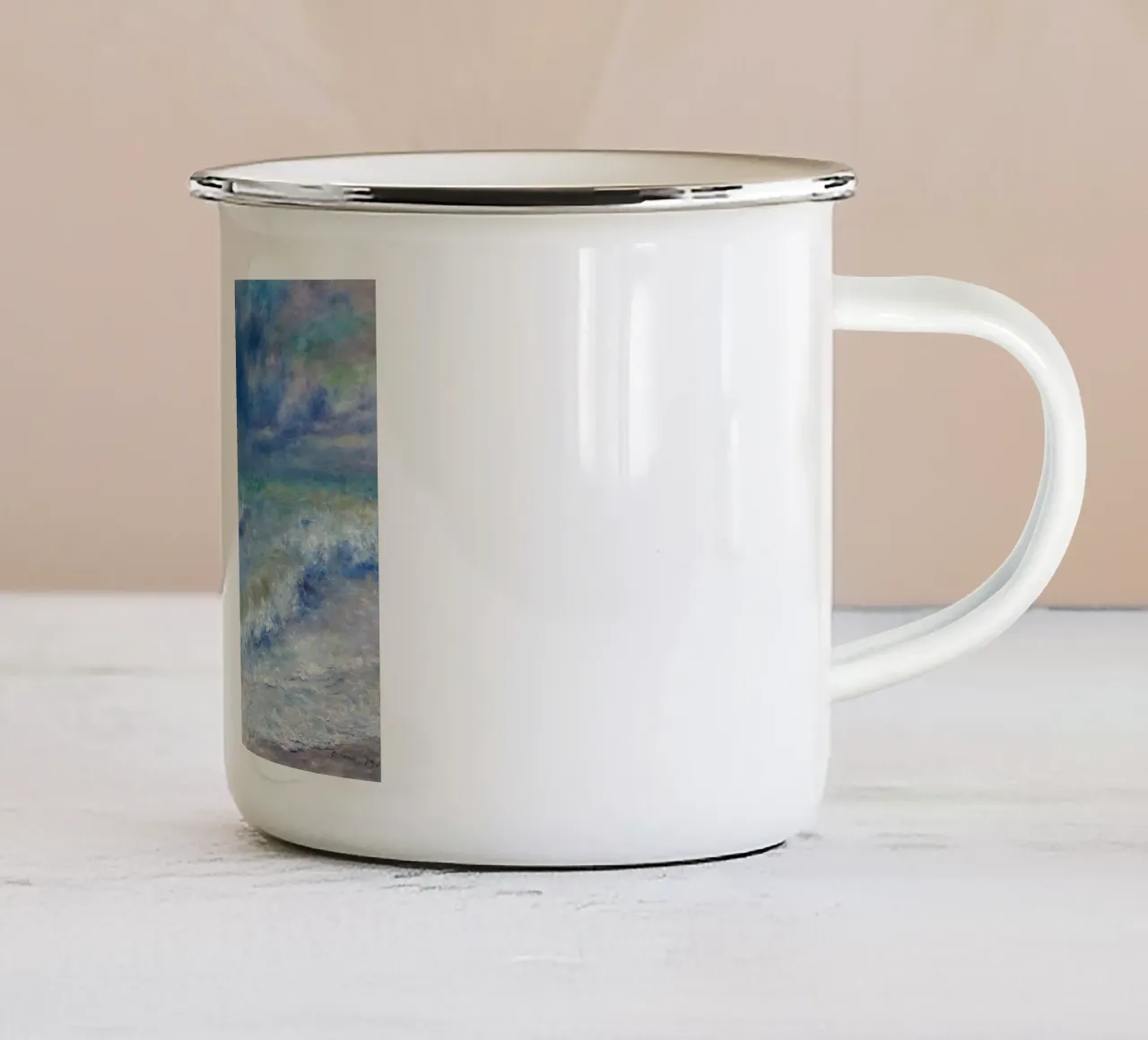 Paesaggio marino di Pierre Auguste Renoir tazza in smalto da 50 masterpieces