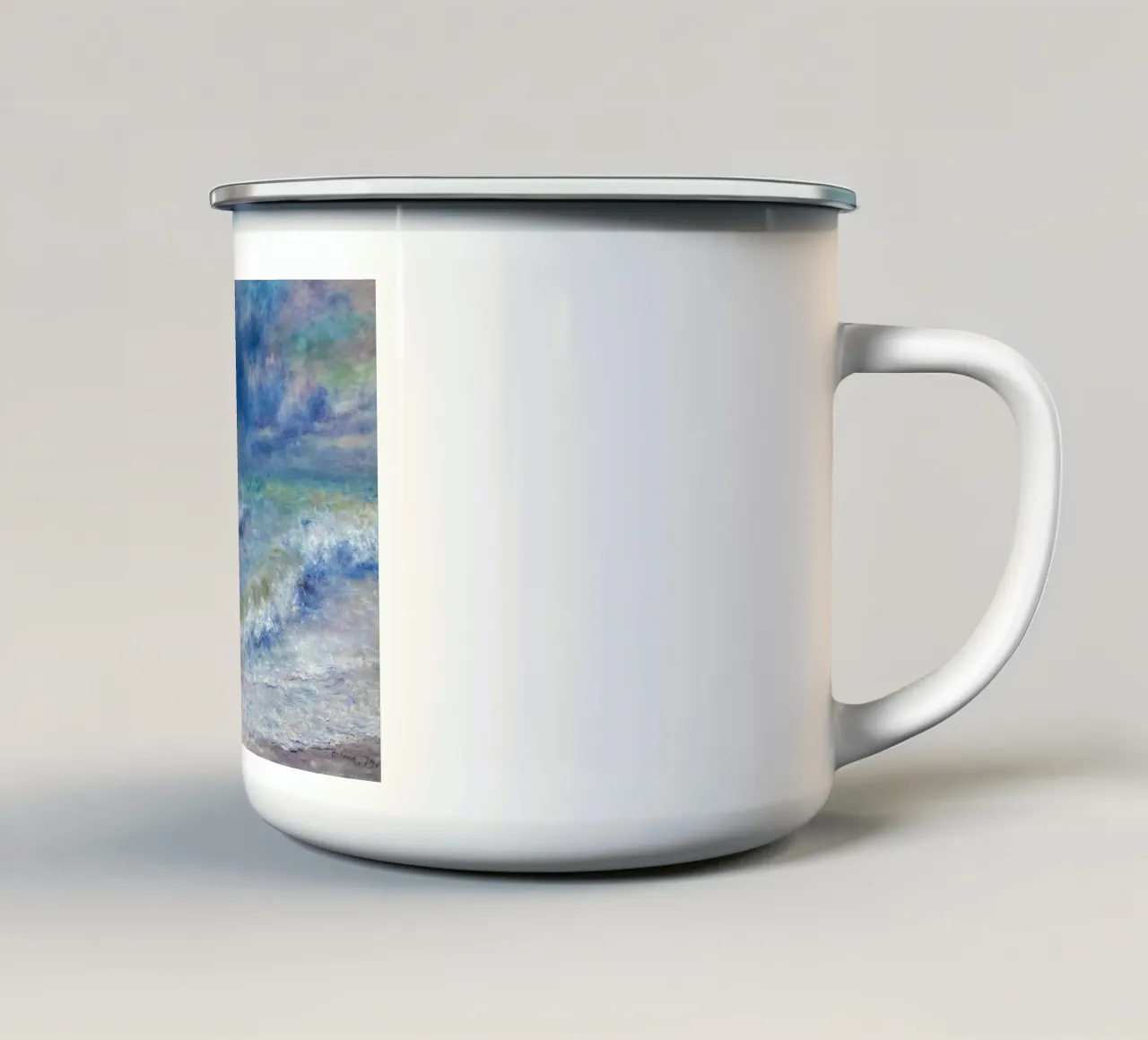 Paesaggio marino di Pierre Auguste Renoir tazza in smalto da 50 masterpieces