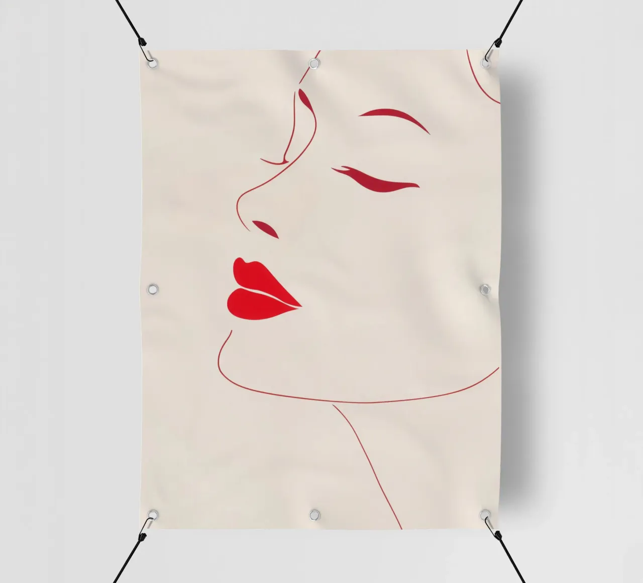 Profilo femminile minimalista con labbra rosse telo in pvc da Autofocus