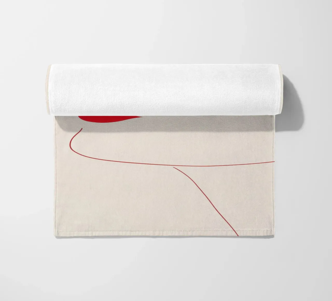 Profilo femminile minimalista con labbra rosse telo mare da Autofocus