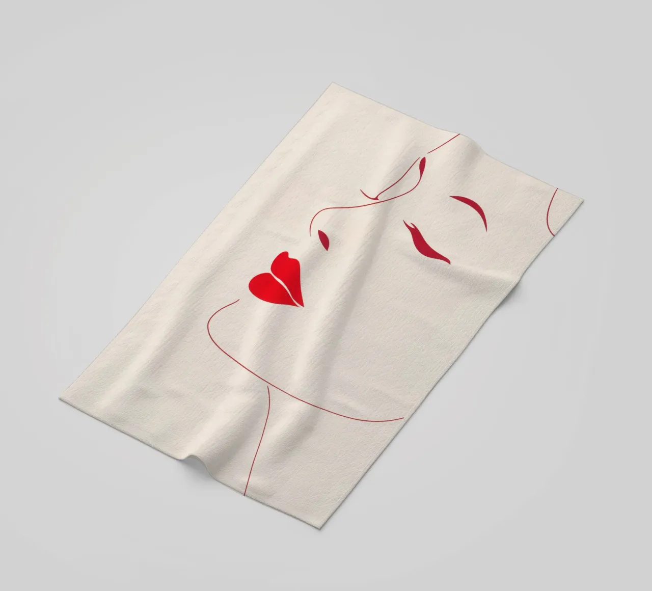 Profilo femminile minimalista con labbra rosse telo mare da Autofocus