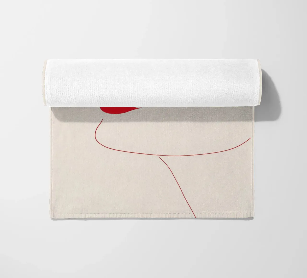 Profilo femminile minimalista con labbra rosse telo mare da Autofocus
