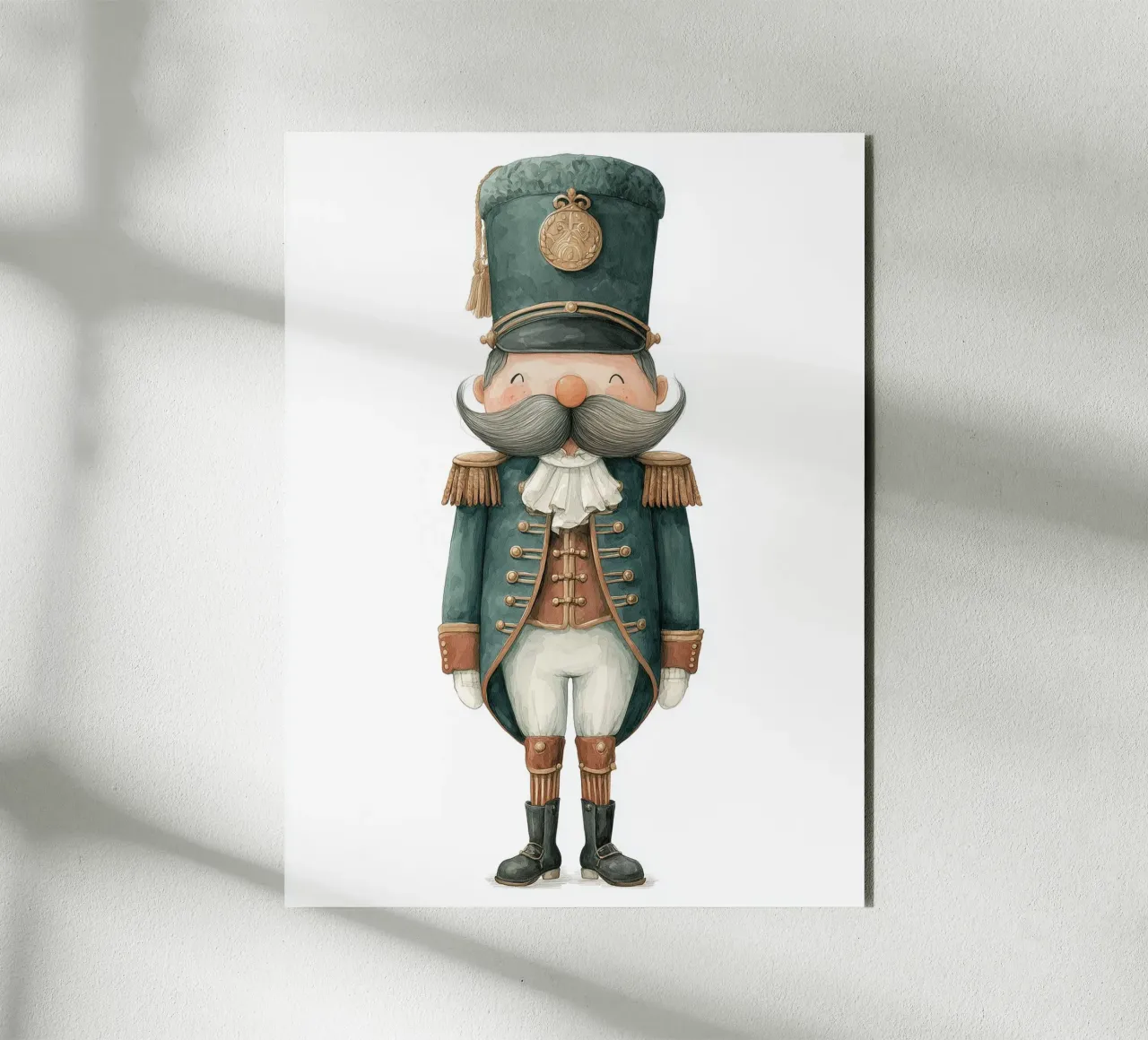 Poster per la cameretta di un bambino, soldato baffuto in uniforme verde alluminio dibond da Kid’s Dream