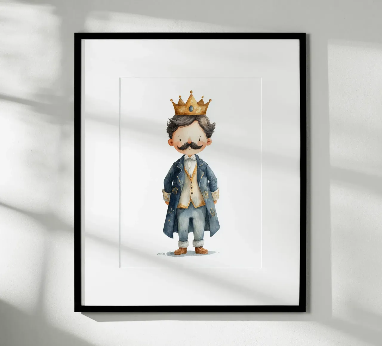Poster del piccolo re baffuto per la camera dei bambini carta hahnemühle da Kid’s Dream