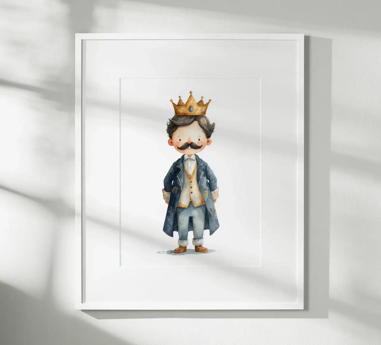 Poster del piccolo re baffuto per la camera dei bambini carta hahnemühle da Kid’s Dream