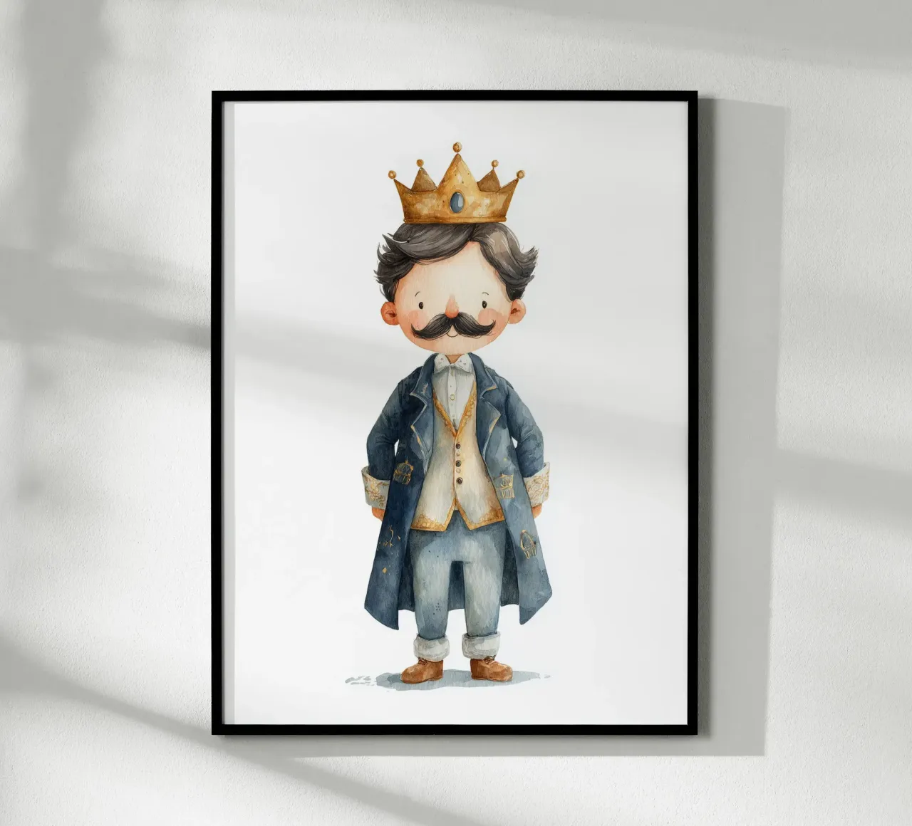 Poster del piccolo re baffuto per la camera dei bambini carta hahnemühle da Kid’s Dream