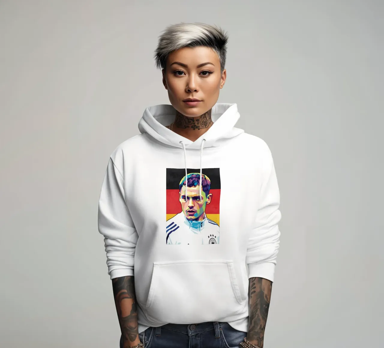 Ritratto pop art di Florian Wirtz felpa con cappuccio da Hantamrata