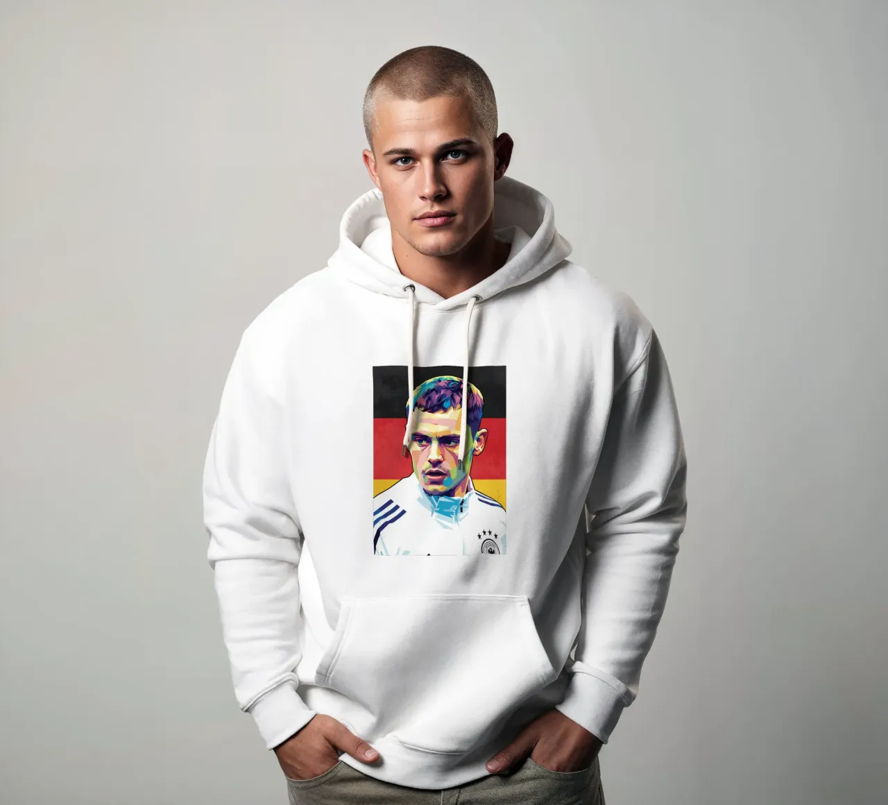 Ritratto pop art di Florian Wirtz felpa con cappuccio da Hantamrata