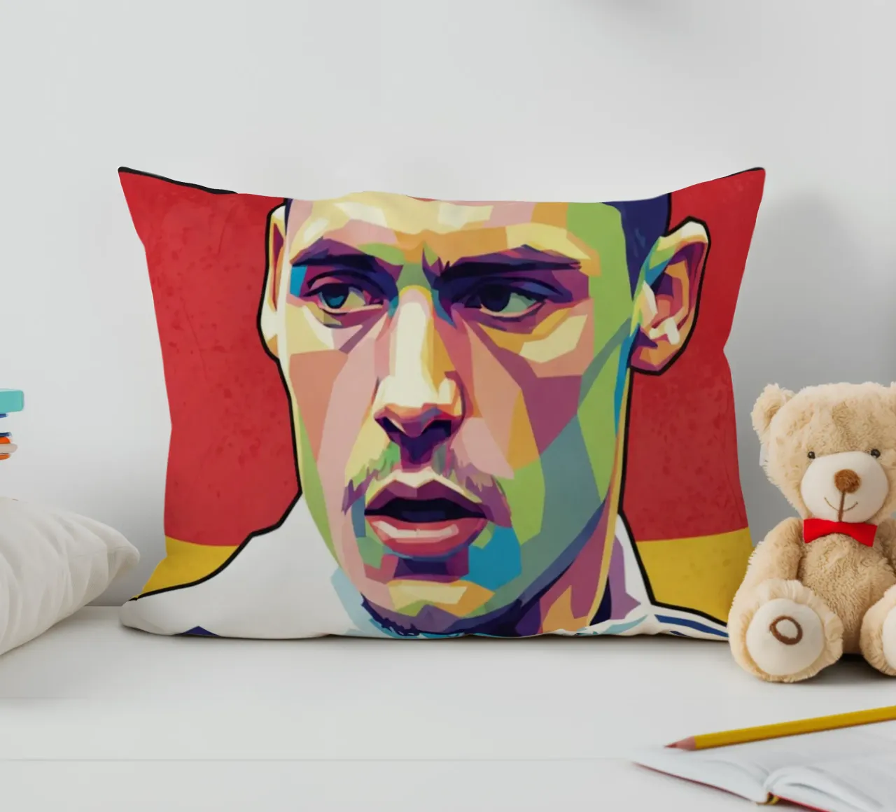 Ritratto pop art di Florian Wirtz cuscino da Hantamrata