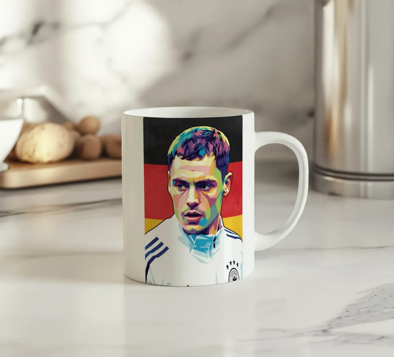 Ritratto pop art di Florian Wirtz tazza in ceramica da Hantamrata