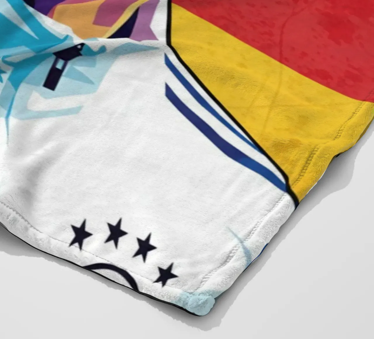 Ritratto pop art di Florian Wirtz coperta in pile da Hantamrata
