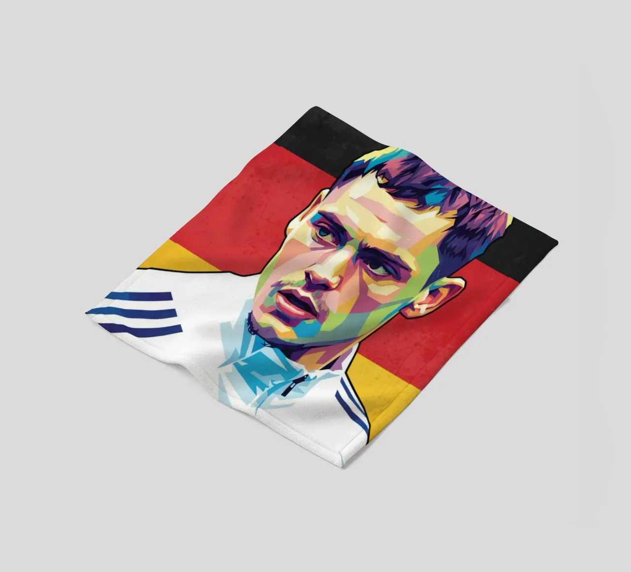 Ritratto pop art di Florian Wirtz coperta in pile da Hantamrata