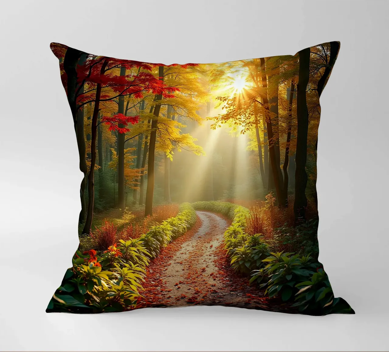 Percorso_forestale_autunno_1 cuscino da Fantasie & Mystikwelten by LK