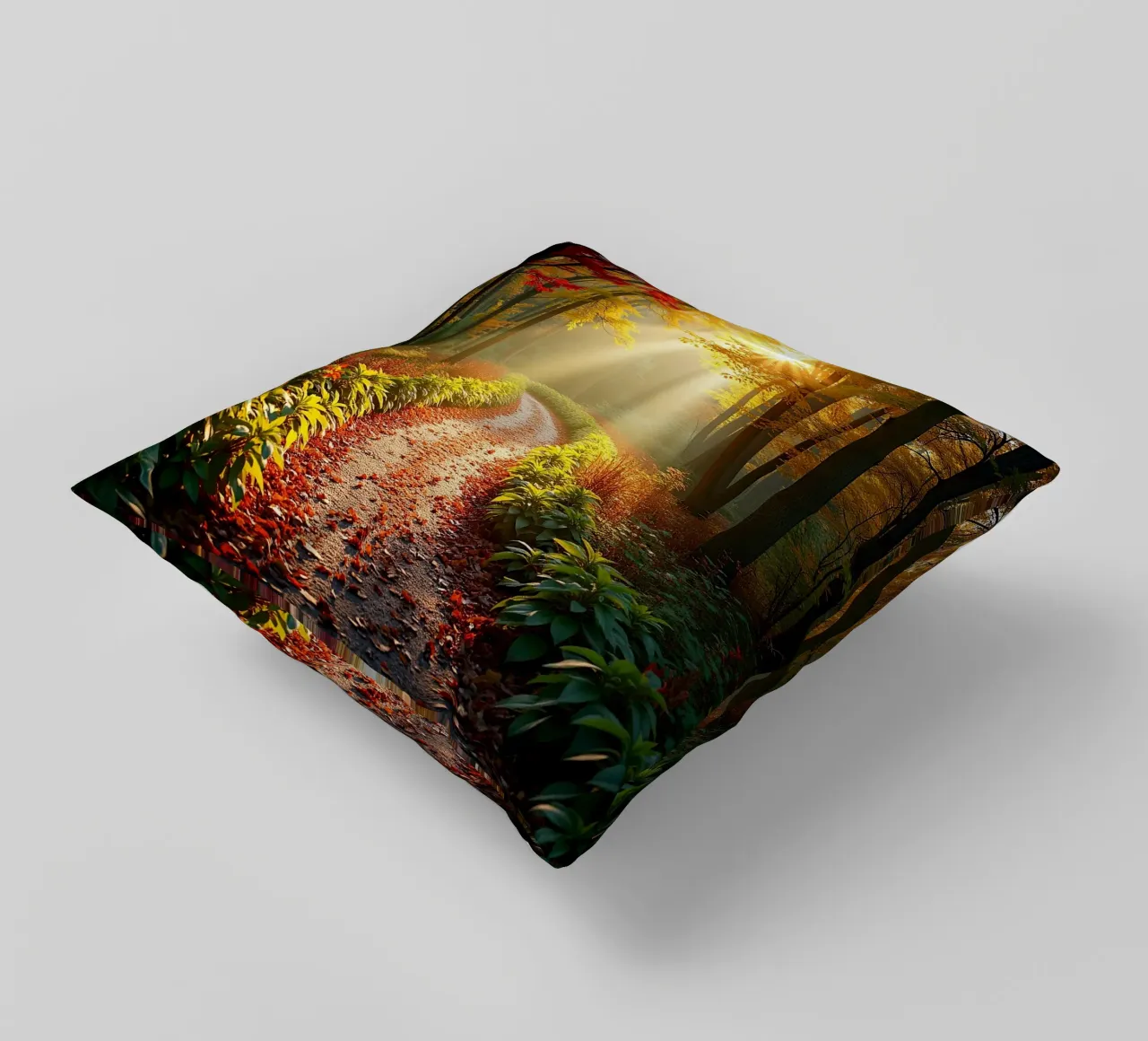 Percorso_forestale_autunno_1 cuscino da Fantasie & Mystikwelten by LK