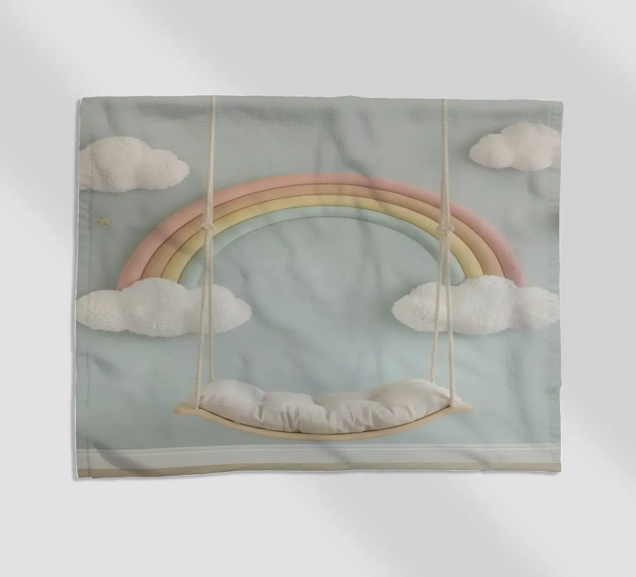 Decorazione per la camera dei bambini con nuvole arcobaleno e altalena telo mare da DesignDoodle