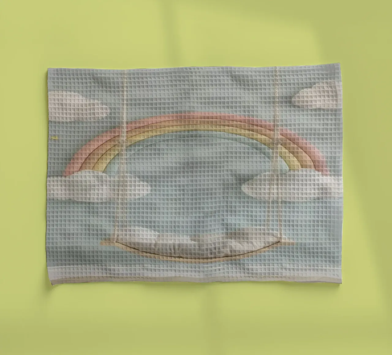 Decorazione per la camera dei bambini con nuvole arcobaleno e altalena canovaccio da cucina da DesignDoodle