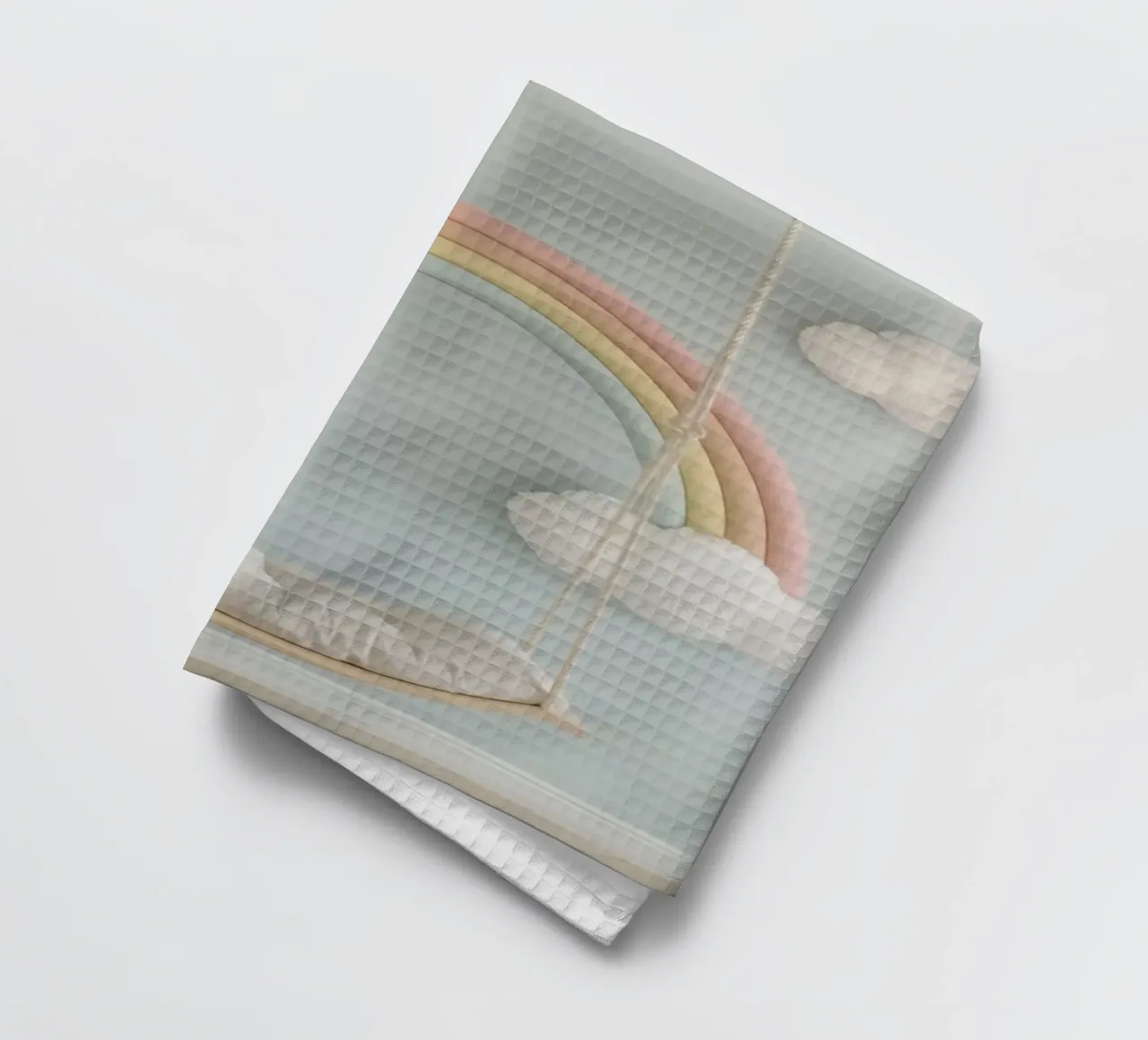 Decorazione per la camera dei bambini con nuvole arcobaleno e altalena canovaccio da cucina da DesignDoodle