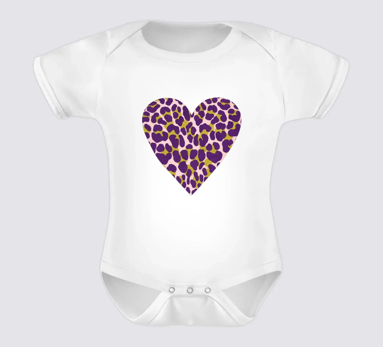 Imprimé léopard dans les couleurs d'automne violet et vert pomme body bébé de CalliLetters