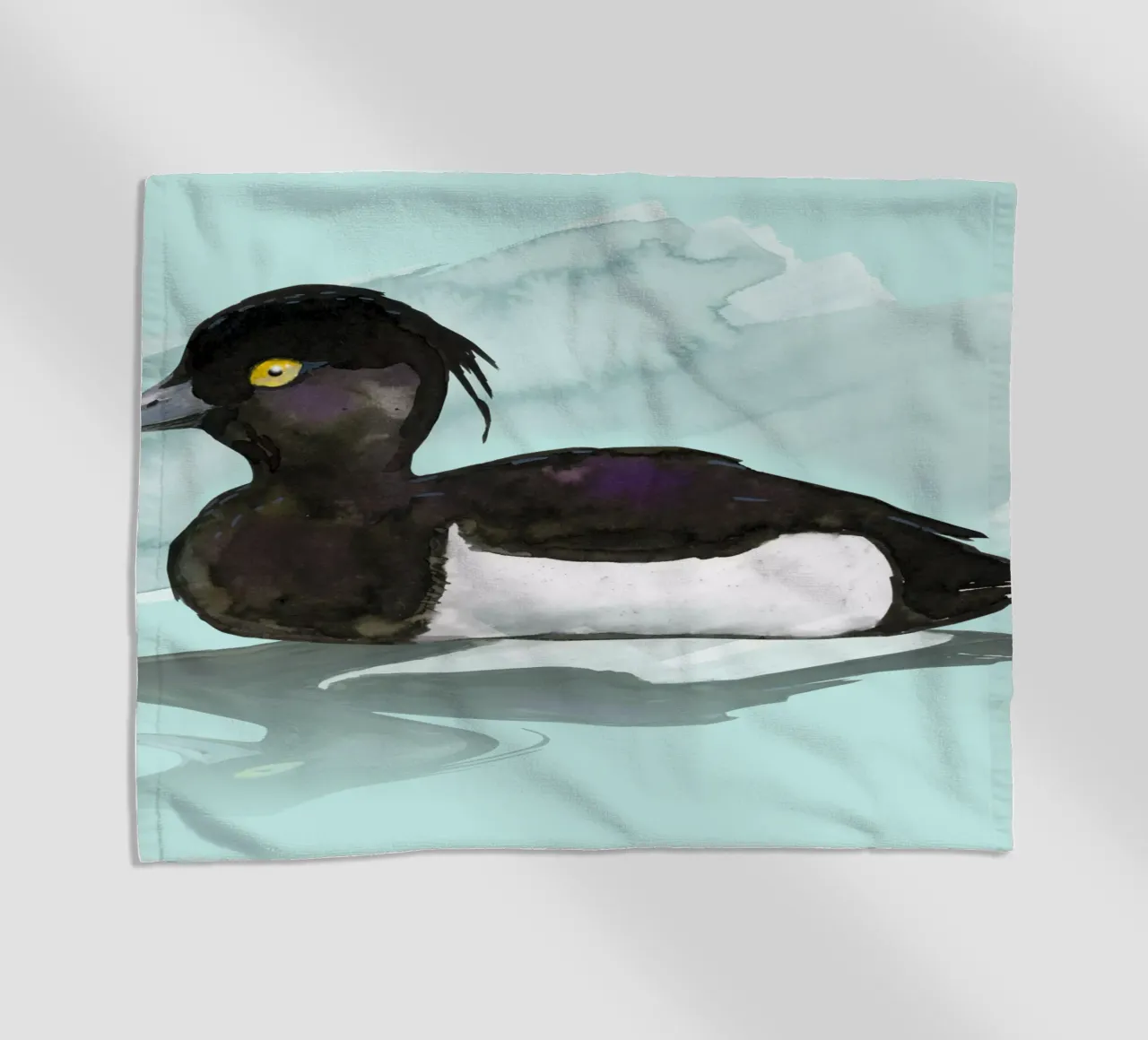 Acquerello di anatra ciuffata telo mare da BwiseLizzy