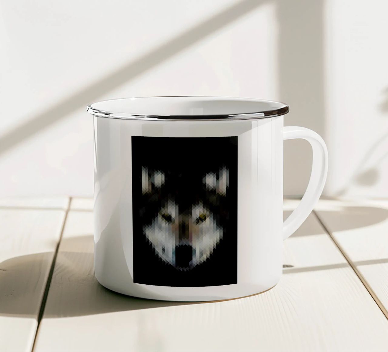 Wolf tazza in smalto da Nur Mut