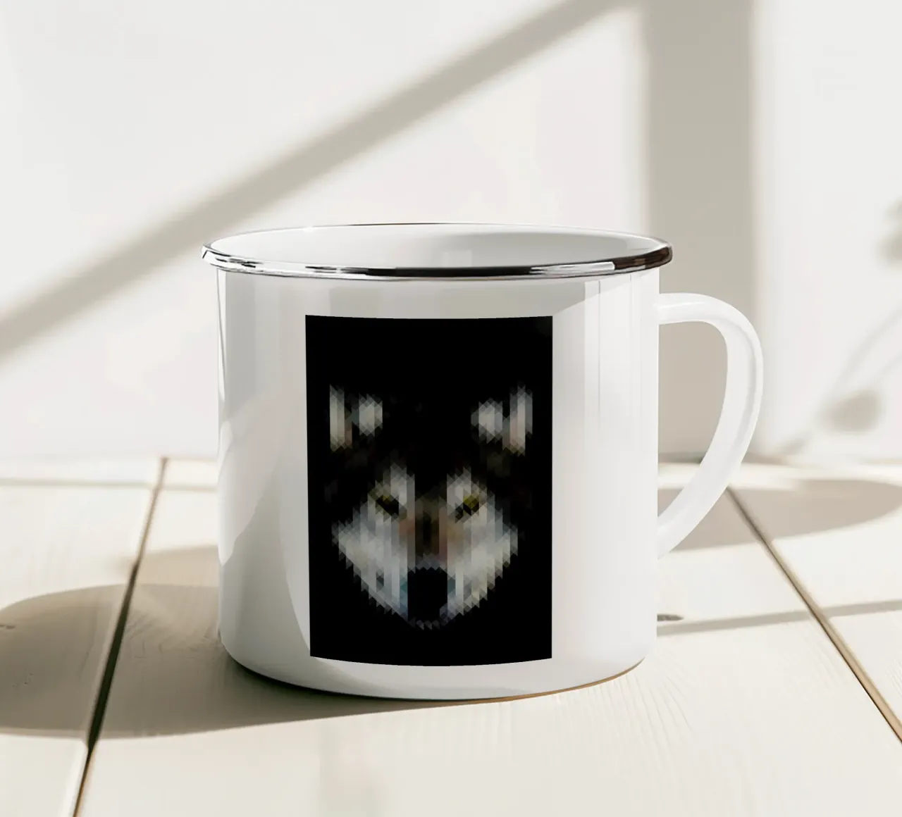 Wolf tazza in smalto da Nur Mut