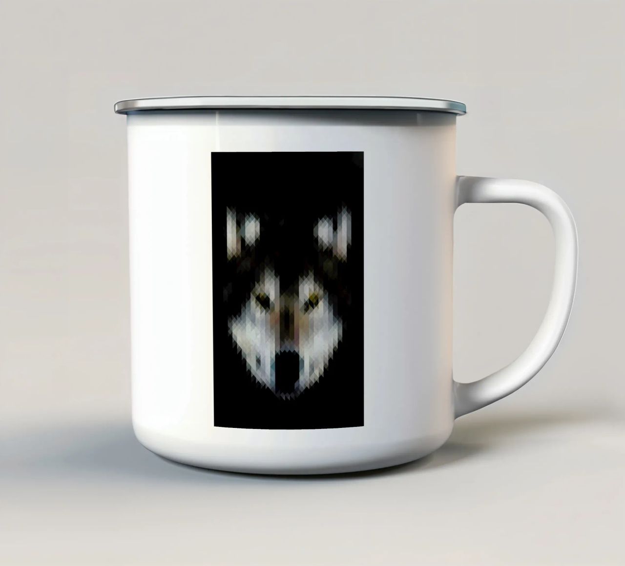 Wolf tazza in smalto da Nur Mut