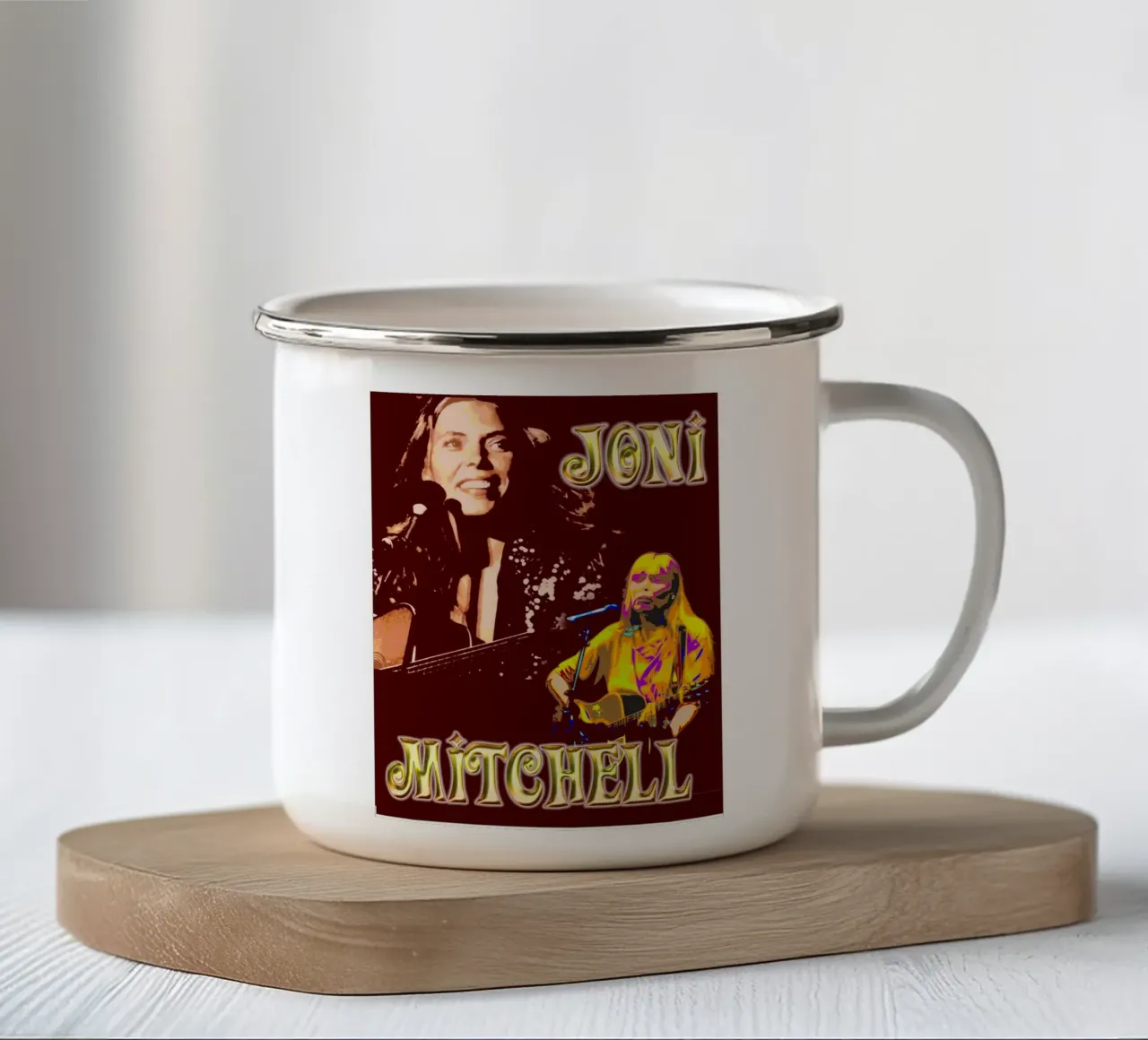 Stile vintage - JoniMitchell Folk tazza in smalto da eliouxence