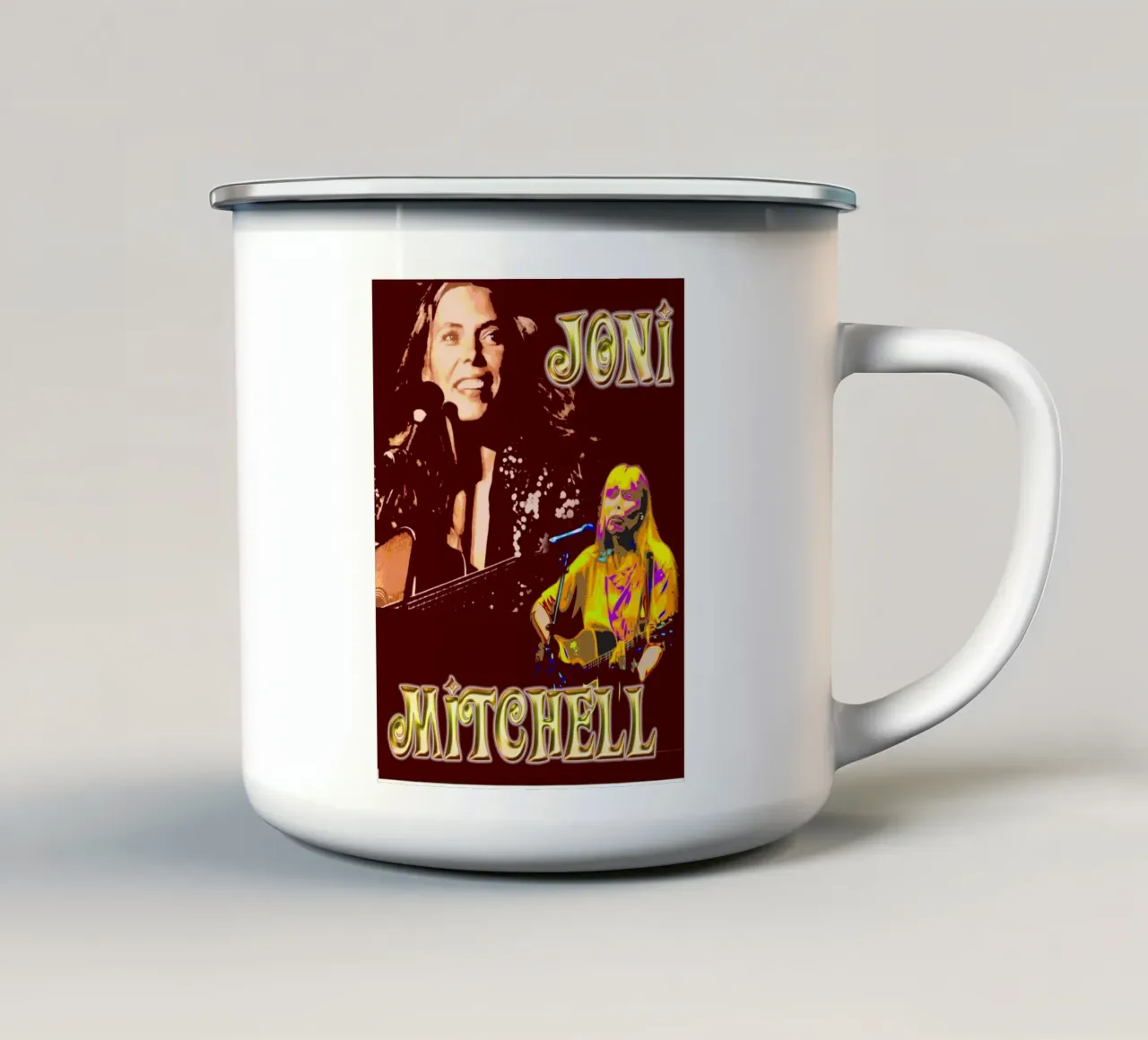 Stile vintage - JoniMitchell Folk tazza in smalto da eliouxence