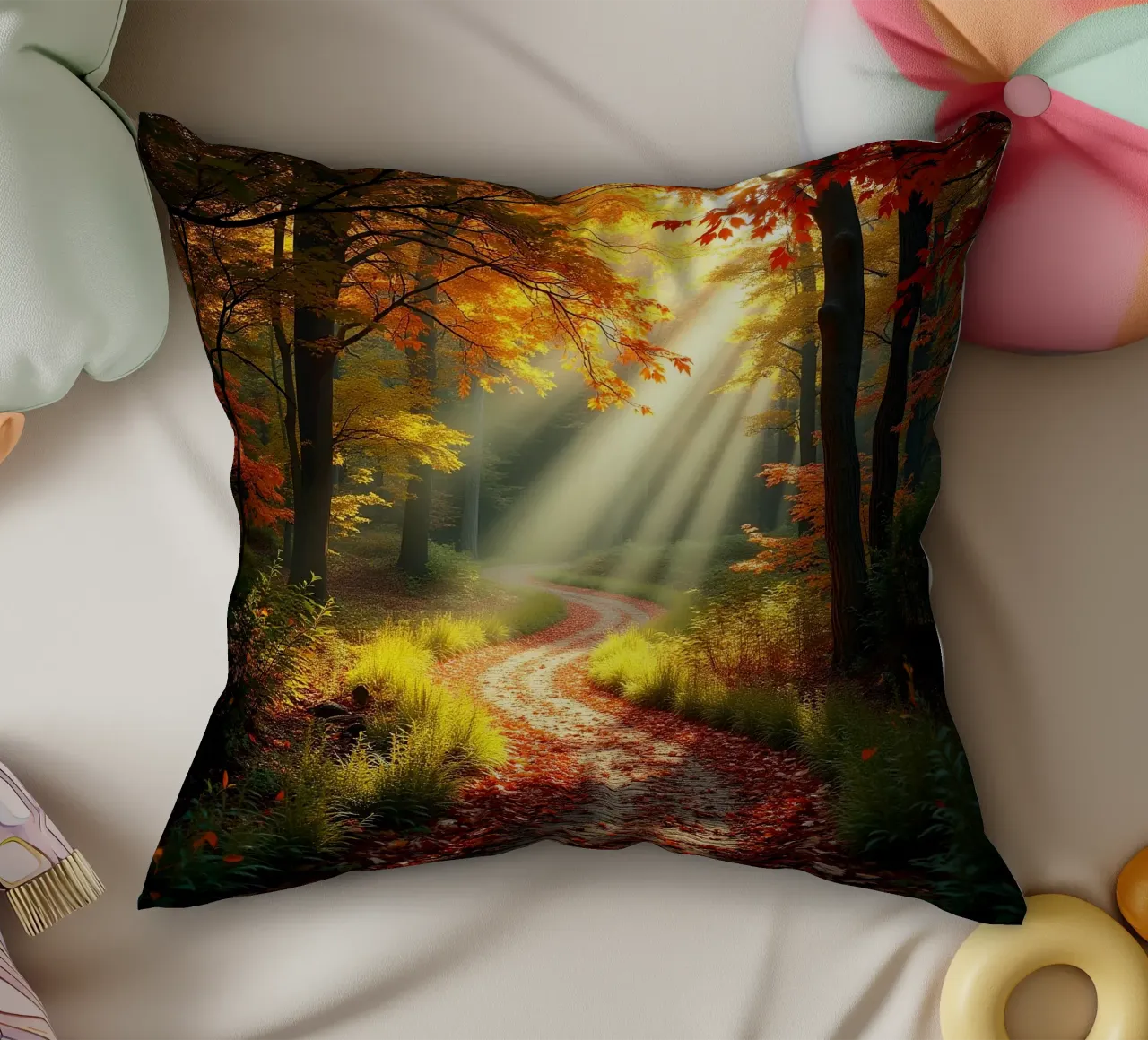 Percorso_bosco_autunno_3 cuscino da Fantasie & Mystikwelten by LK